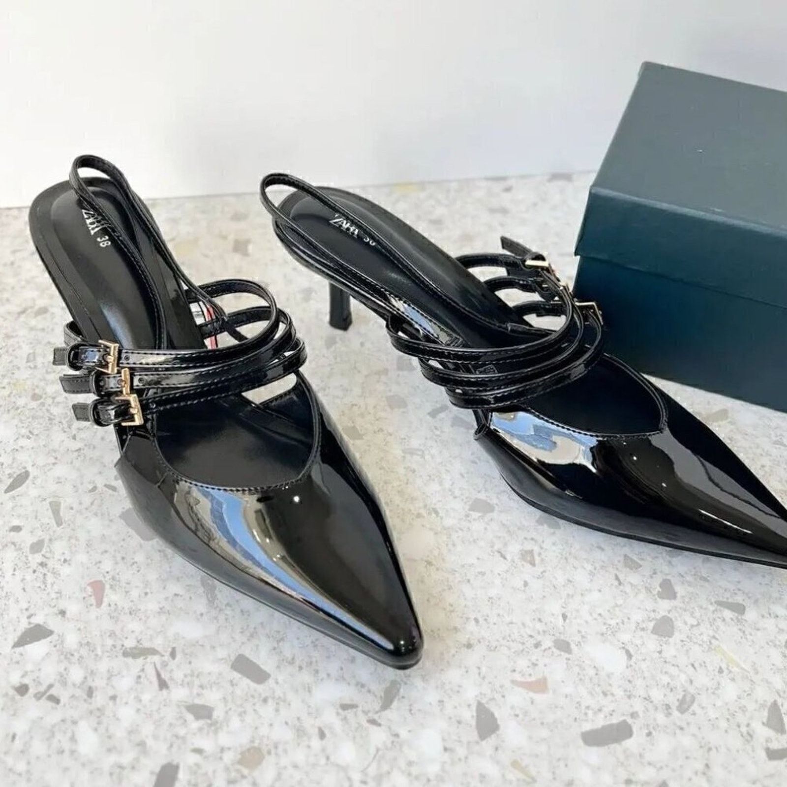 Zara ZARA Pointed Toe Buckled Heels Size US 7.5 / IT 37.5 - 11 Thumbnail
