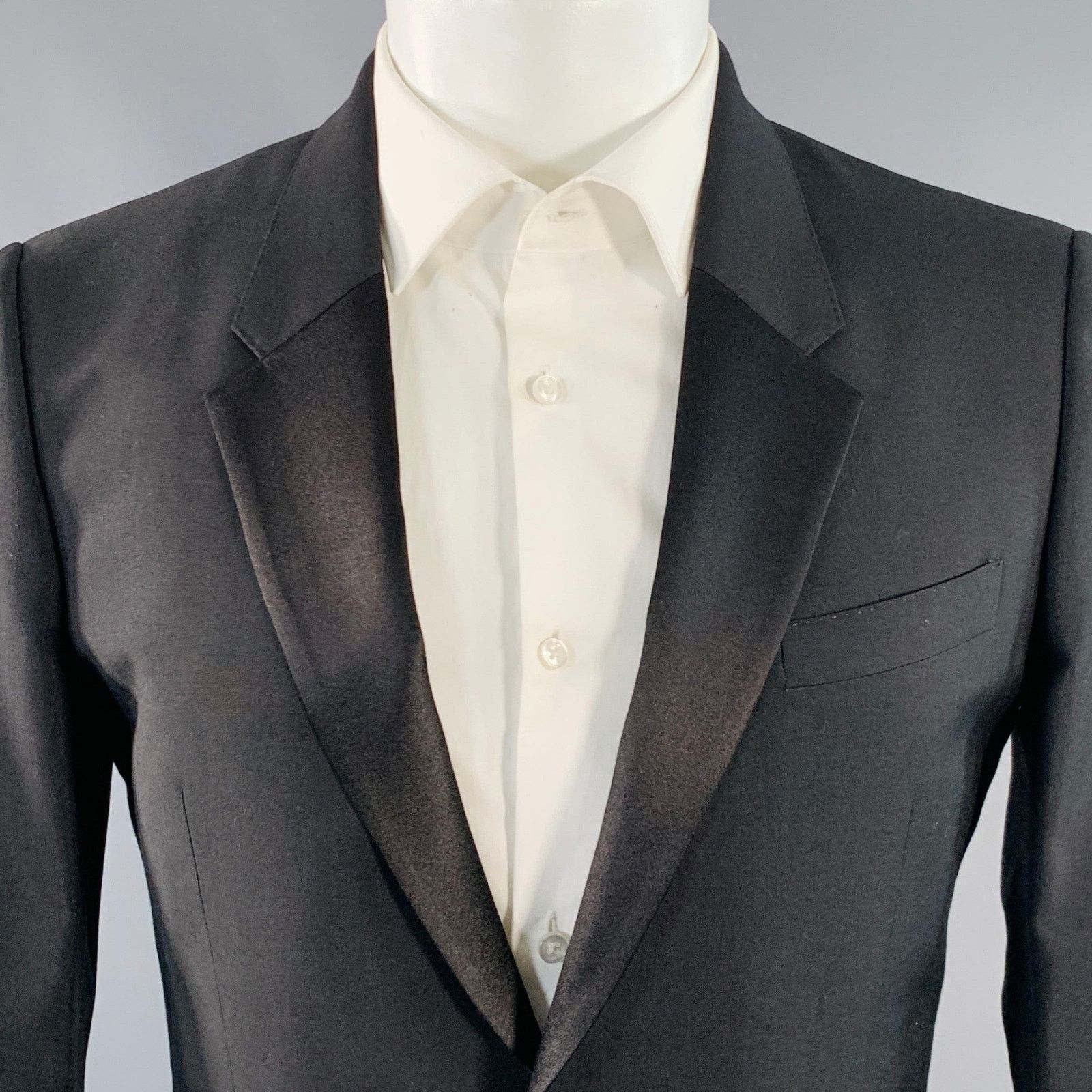 Burberry Prorsum BURBERRY PRORSUM Black Wool Mohair Silk Tuxedo Sport Coat Size 38R - 2 Thumbnail