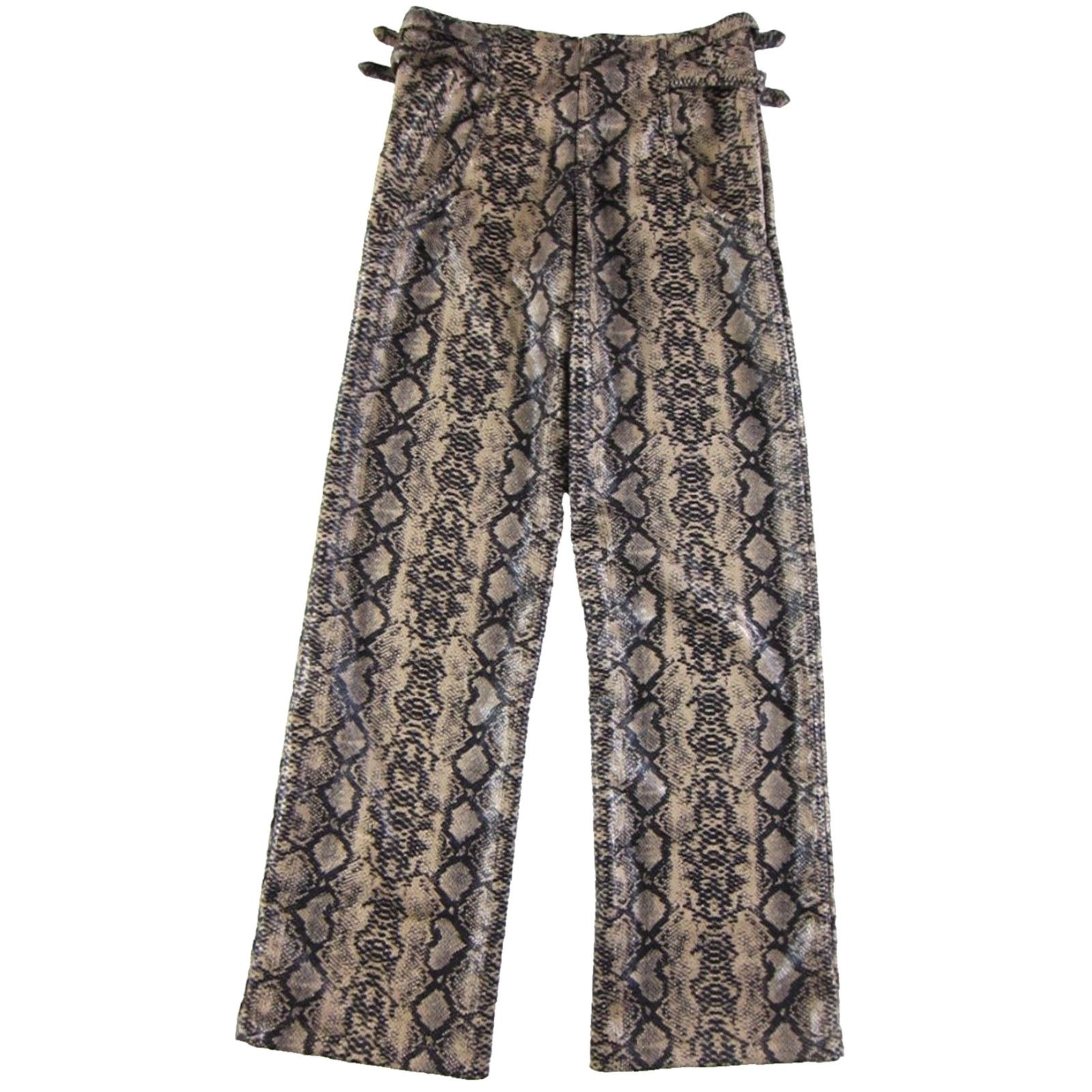 PrettyLittleThing NWT Pretty Little Things Brown Buckle Snake Print Faux Leather Wide Leg Trouser Pant US 6 Brown Snake Print Faux Leather Wide-Leg Trouser Pant 6 Women Size 28" / US 6 / IT 42 - 2 Thumbnail