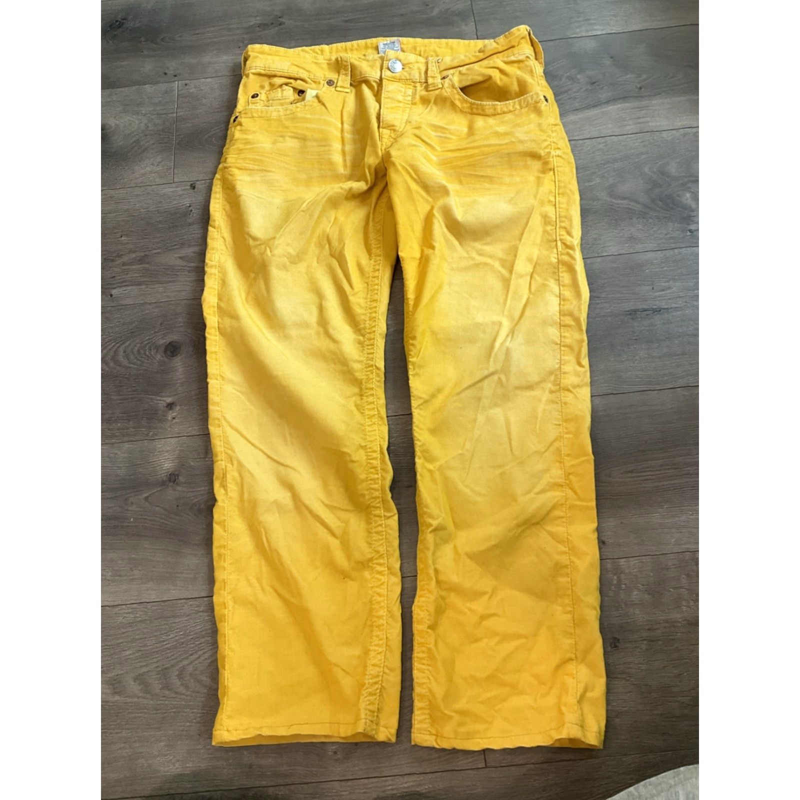 True Religion True Religion Jeans Pant Women Skinny Corduroy Yellow 5-Pocket Stretch Full Length Shannan Shannon Size 24" / US 00 / IT 34 - 2 Thumbnail