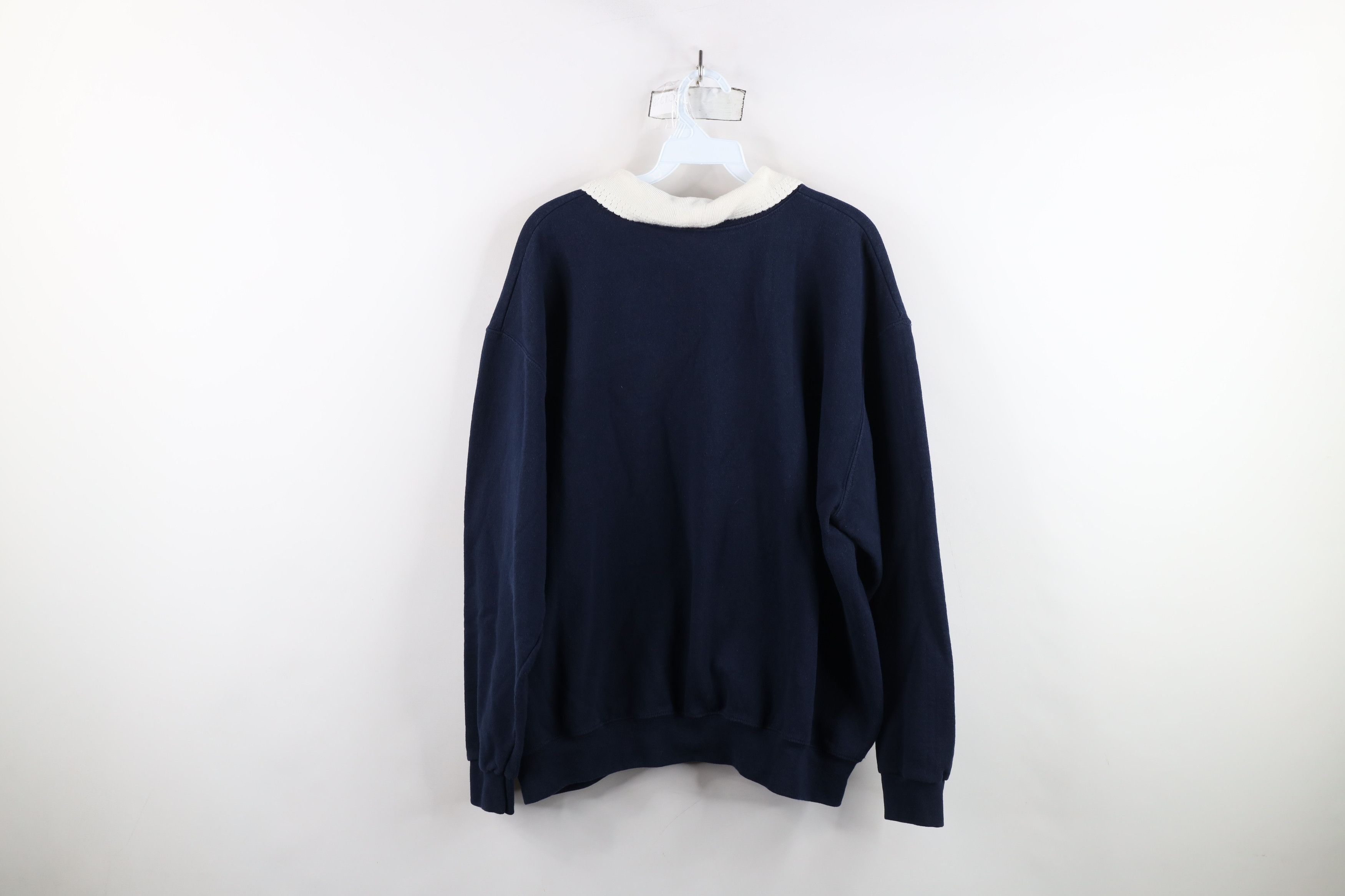 Vintage Vintage 90s Sequin Snowflake Tribal Collared Sweatshirt Blue Size XXL / US 16-18 / IT 52-54 - 9 Thumbnail