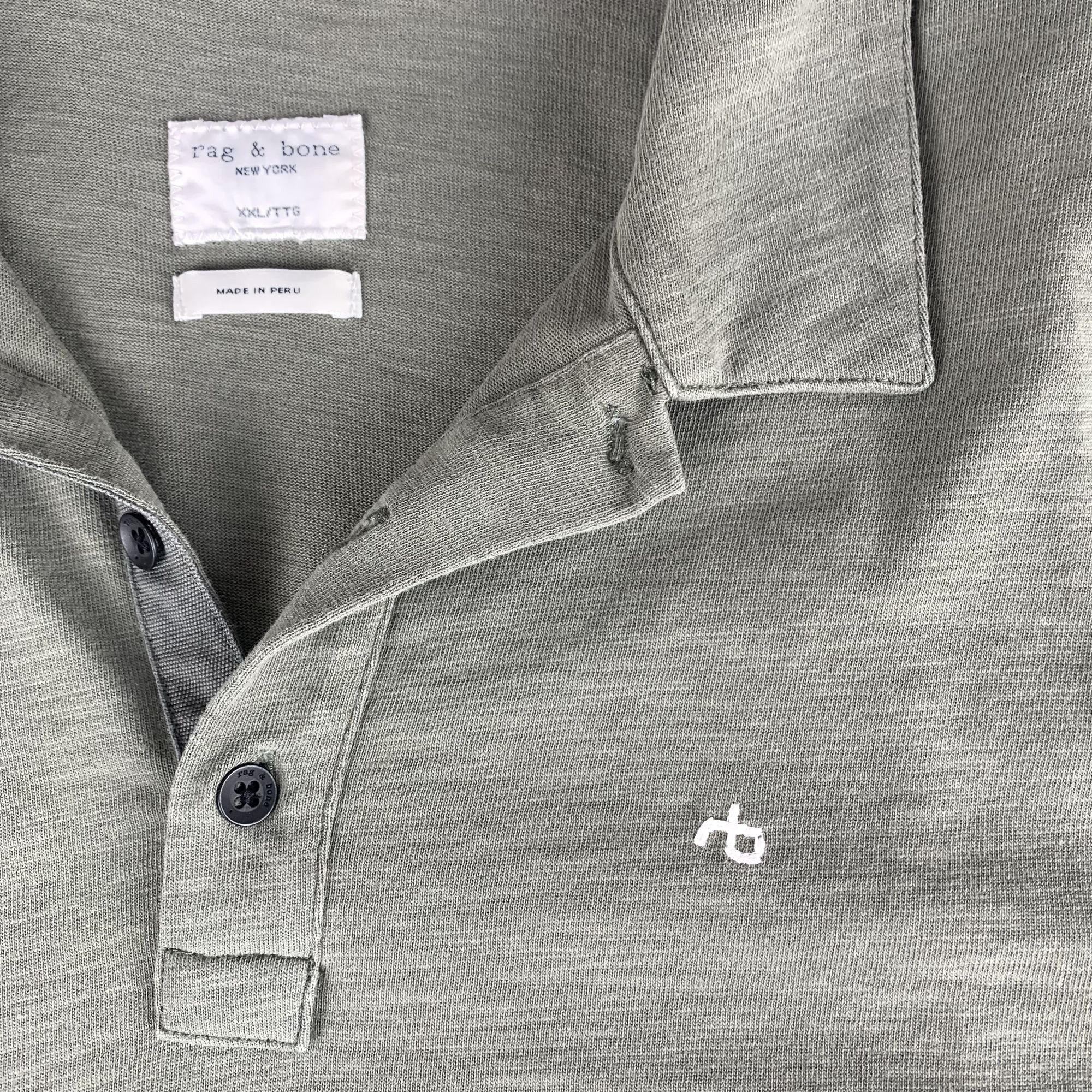 Rag & Bone Rag & Bone Size XXL Mens Sage Green Cotton Polo Shirt Peru Size US XXL / EU 58 / 5 - 10 Thumbnail
