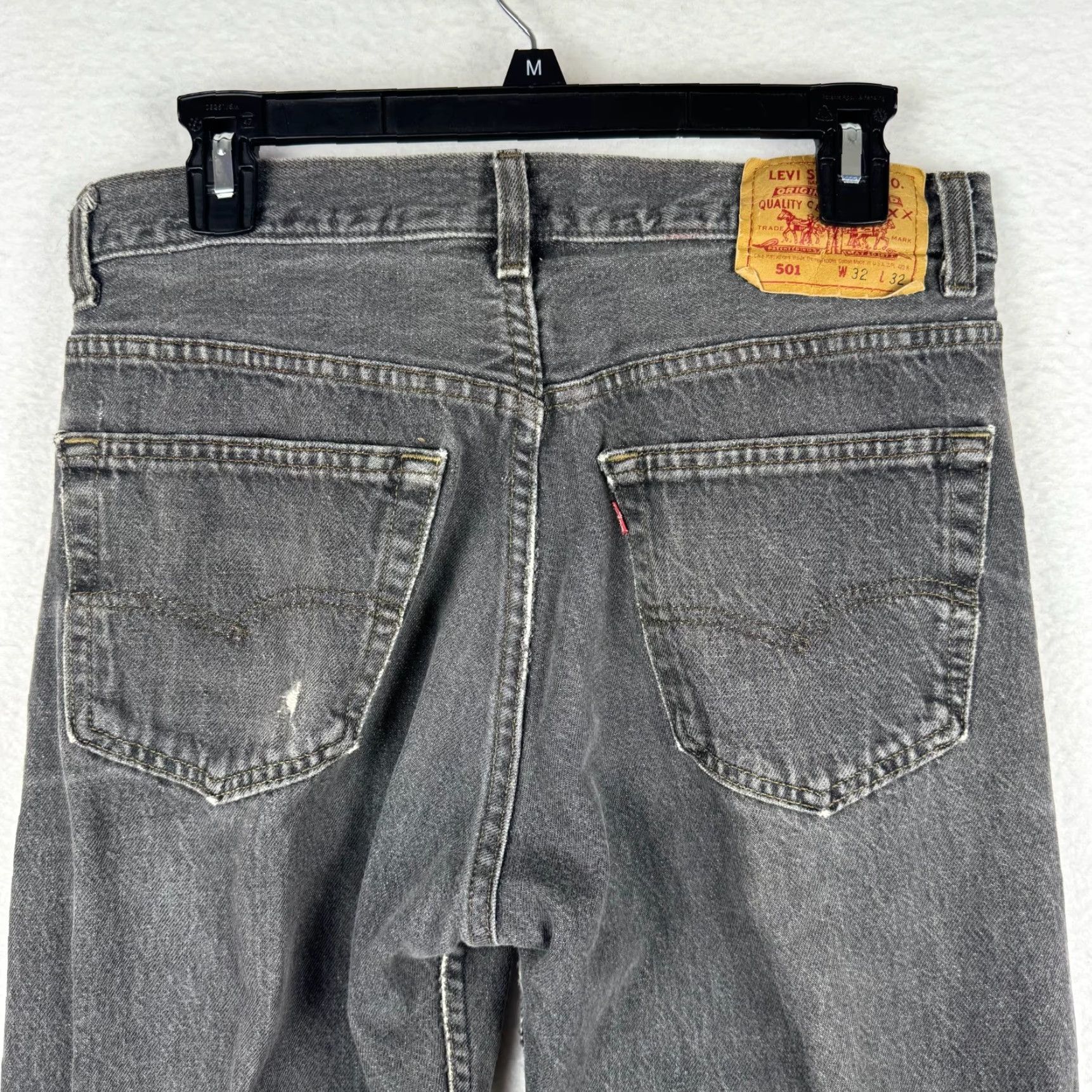 Levi's Vintage 90s Levis 501 Black 30x31 Straight Leg Jeans Button Fly Made in USA Size US 30 / EU 46 - 6 Thumbnail
