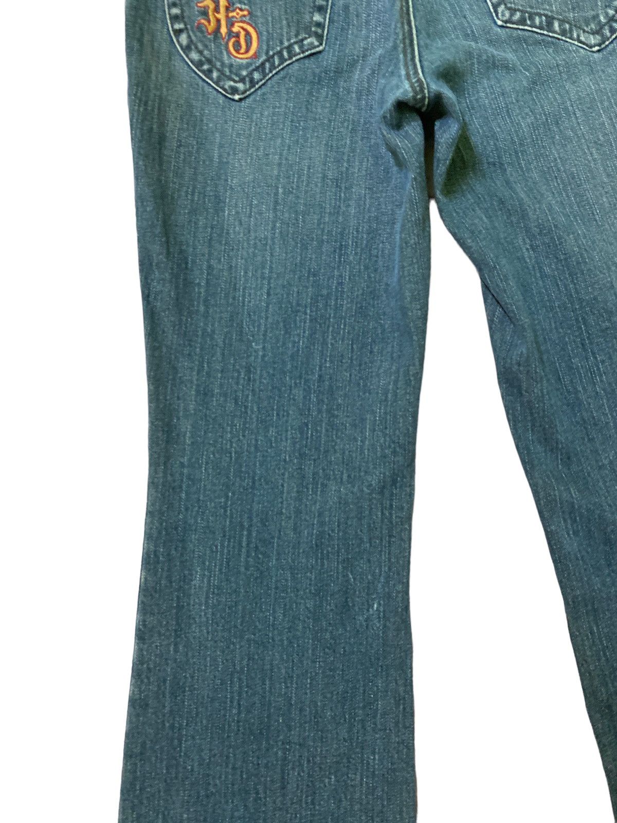 Harley Davidson Flared HARLEY DAVIDSON Leather Boot Cut Denim Jeans Size US 29 - 14 Thumbnail