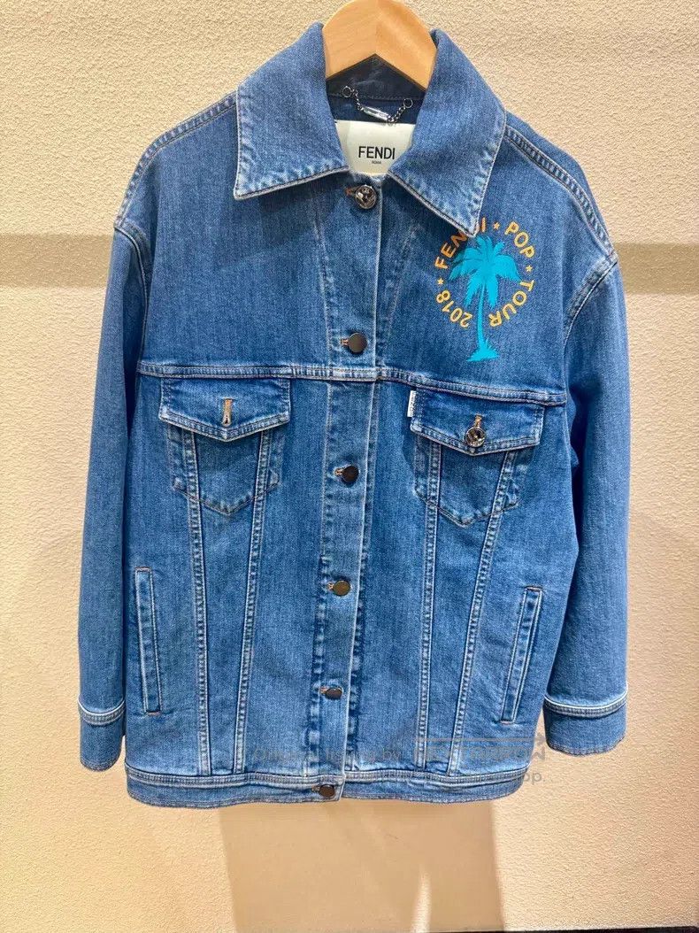 Fendi Fendi Beach Sequin Letter Logo Embroidered Denim Jacket Size XXS / US 00 / IT 34 - 2 Thumbnail