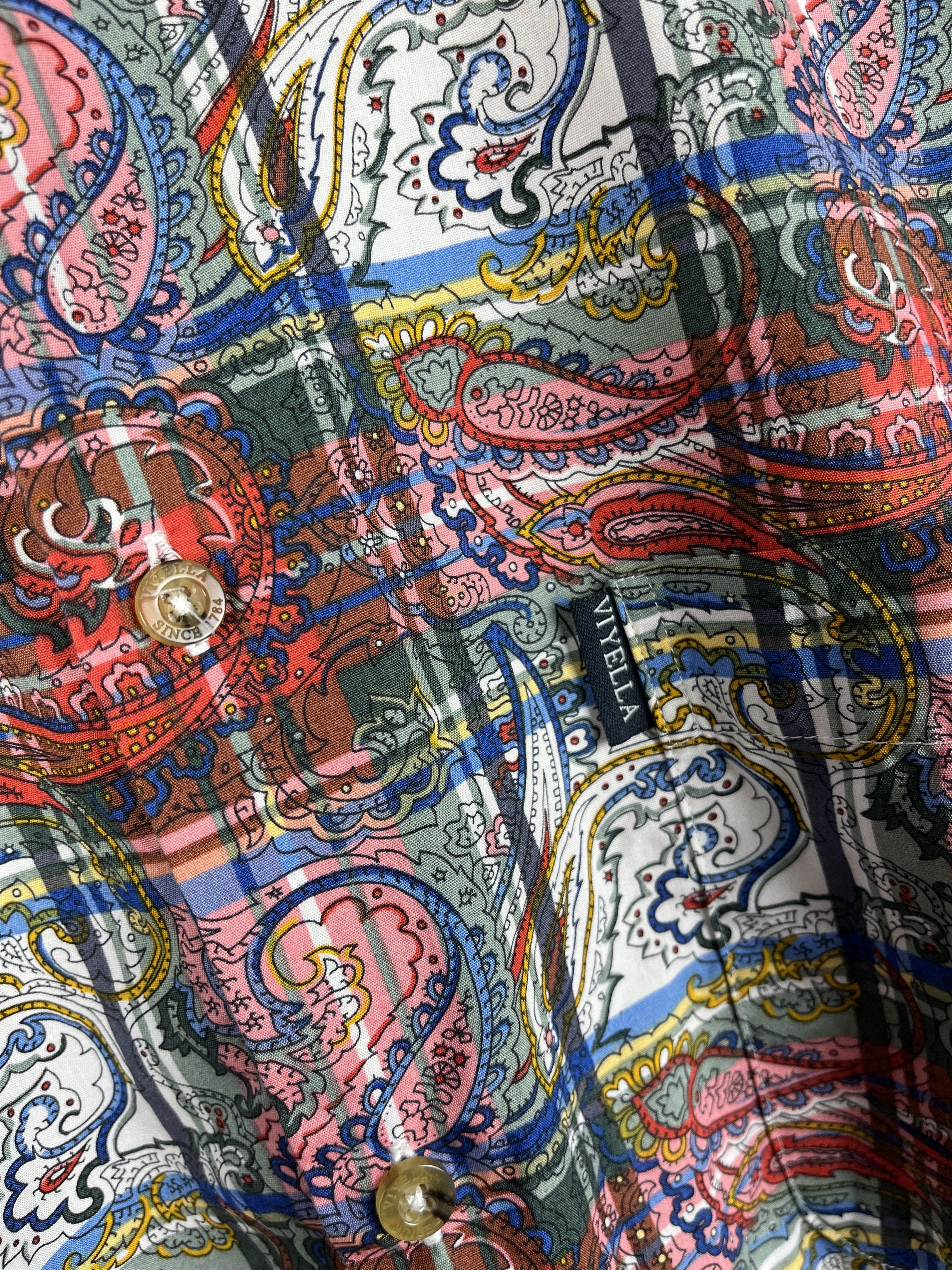 Viyella Viyella Paisley Check Pattern Short Sleeve Shirt Size US L / EU 52-54 / 3 - 5 Thumbnail