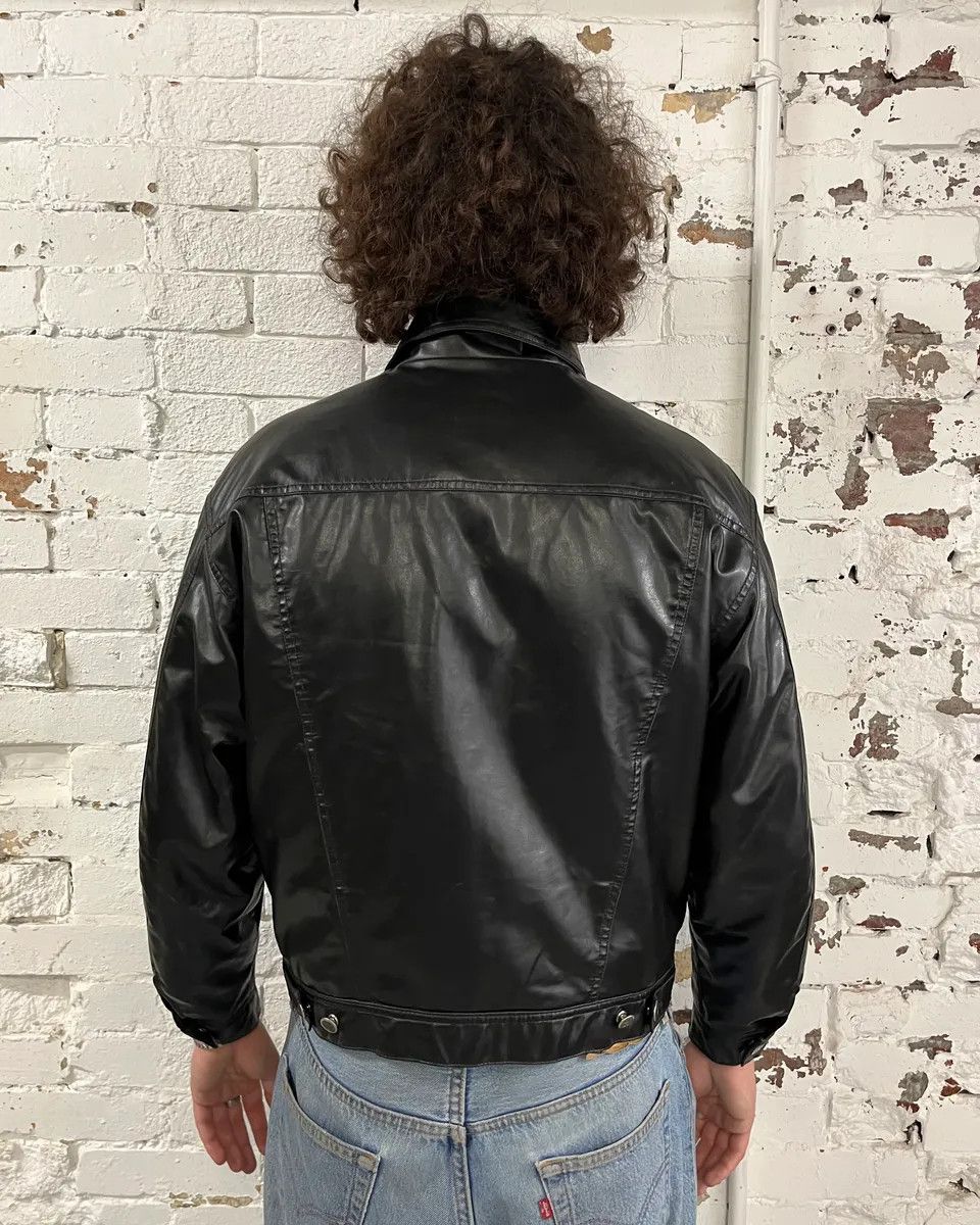 Moschino 1990s Moschino Black Trucker Eco Leather Jacket Size US S / EU 44-46 / 1 - 3 Thumbnail