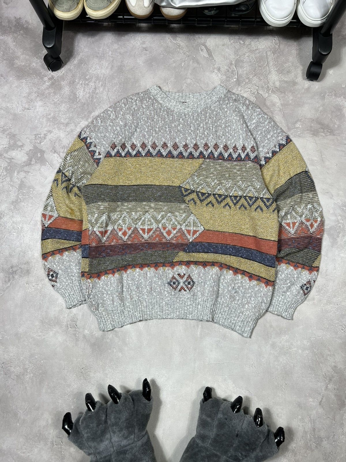 Vintage Vintage 90s Polo Ralph Lauren Style Baggy Pattern Sweater Size US XL / EU 56 / 4 - 1 Thumbnail