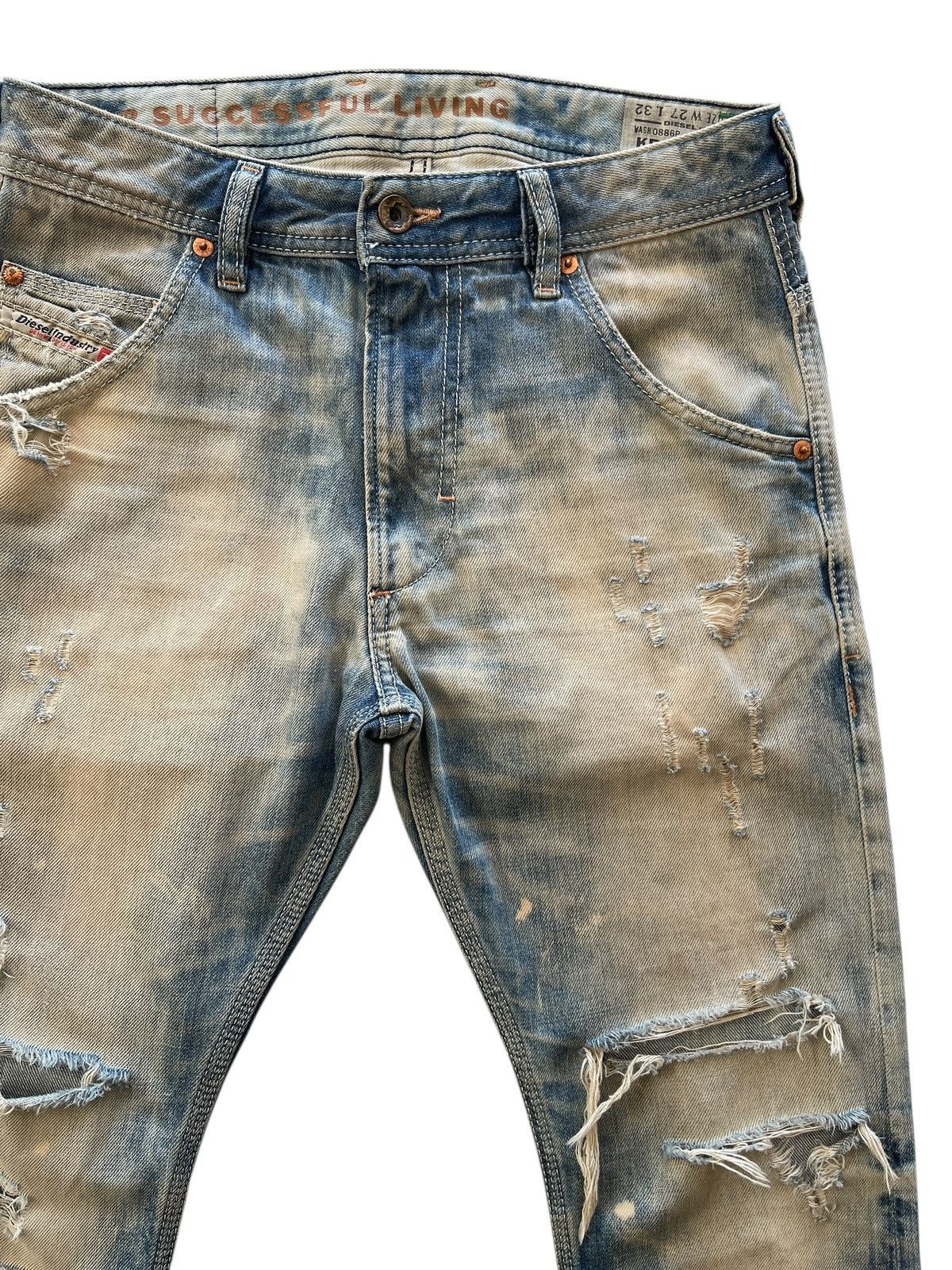 Diesel Diesel Krooley Regular Slim Carrot Distressed Denim Size US 29 - 4 Thumbnail