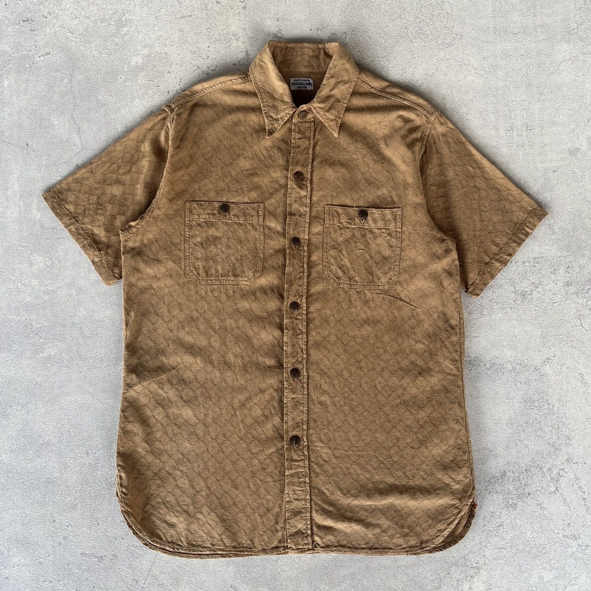 image of Vintage Sugar Cane Button Up Shirt in Brown, Men's (Size Medium)