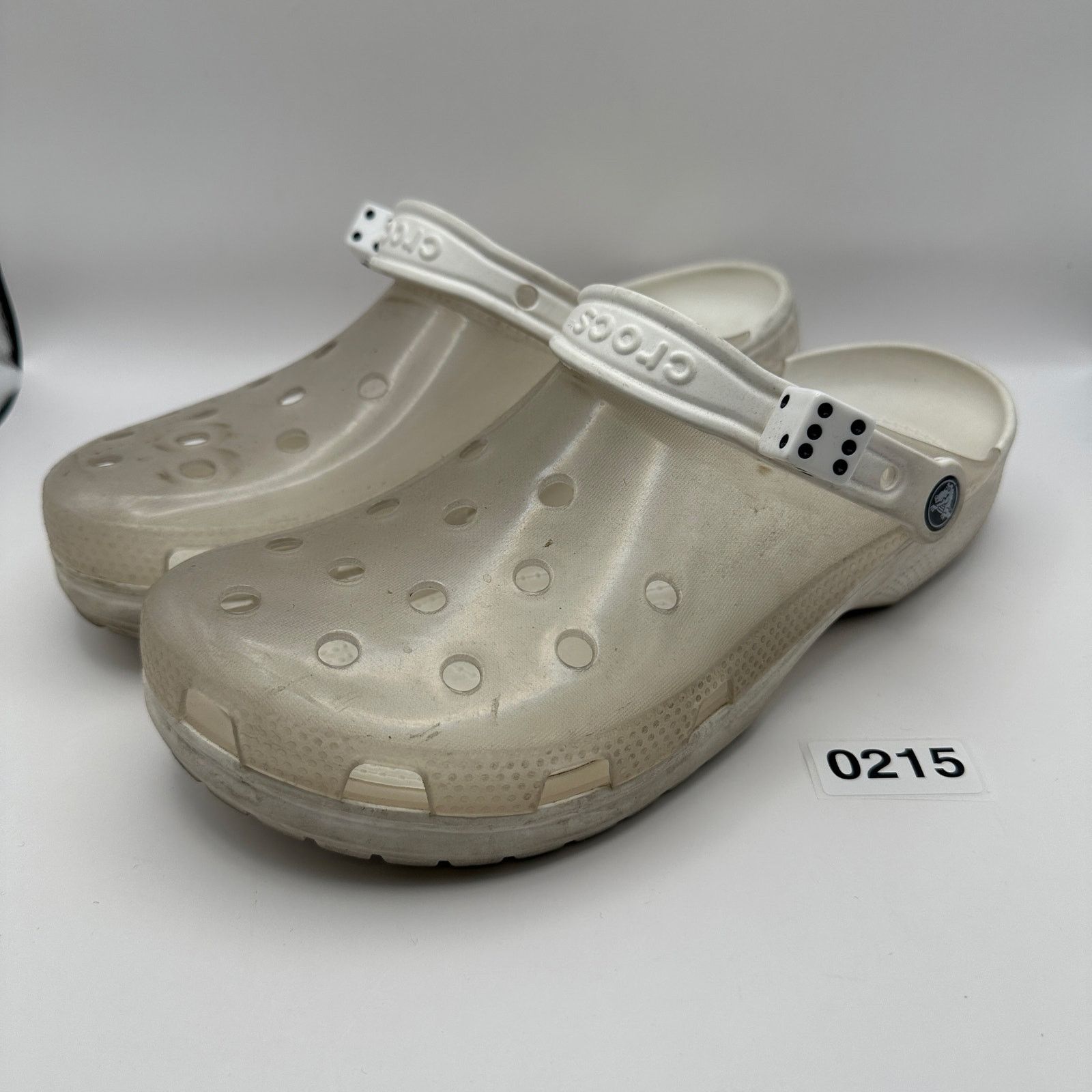 Crocs CROCS Classic Men's Size 11 Transpanrent w/ Dice Added White Size US 11 / EU 44 - 1 Thumbnail