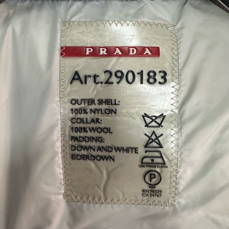 Prada Prada Wool collar Tibetan blue short-sleeved long down jack Size US XXS / EU 40 - 3 Thumbnail