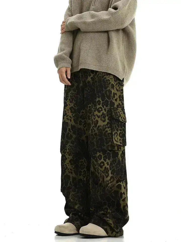 Japanese Brand Retro Leopard Print Baggy Wide Leg Casual Jeans Trousers Size US 32 / EU 48 - 1 Thumbnail