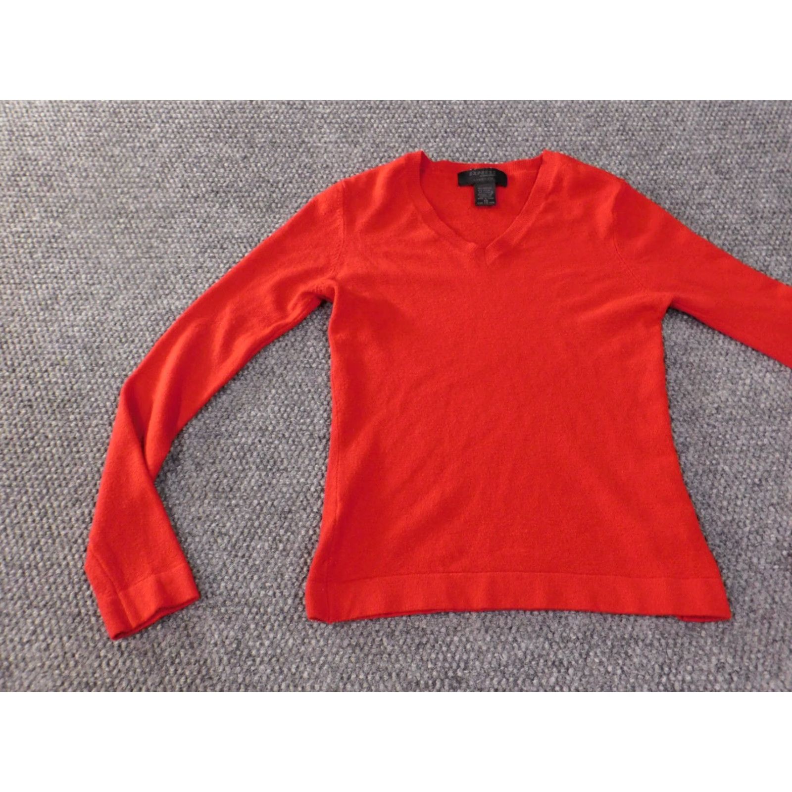 Express Express Sweater XS Womens Red Pullover V-Neck Regular Knit Stretch Nylon Acrylic Casual Size XS / US 0-2 / IT 36-38 - 3 Thumbnail