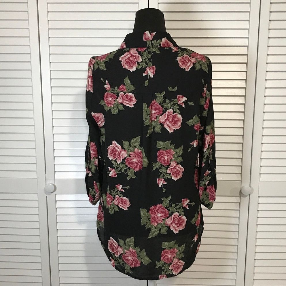 Other IZ BYER Boho Black Sheer Black Floral Blouse Tunic Junior M Size M / US 6-8 / IT 42-44 - 3 Thumbnail
