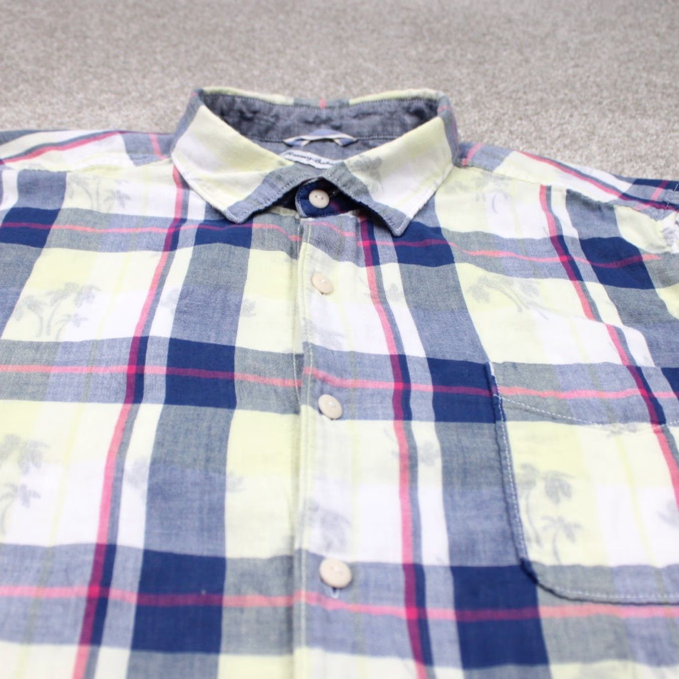 Tommy Bahama Tommy Bahama Shirt Mens 2XL XXL Yellow/Blue Island Print Cotton S/S Button-Up Hawaiian Casual Shirt Mens 2XL Size US XXL / EU 58 / 5 - 5 Thumbnail