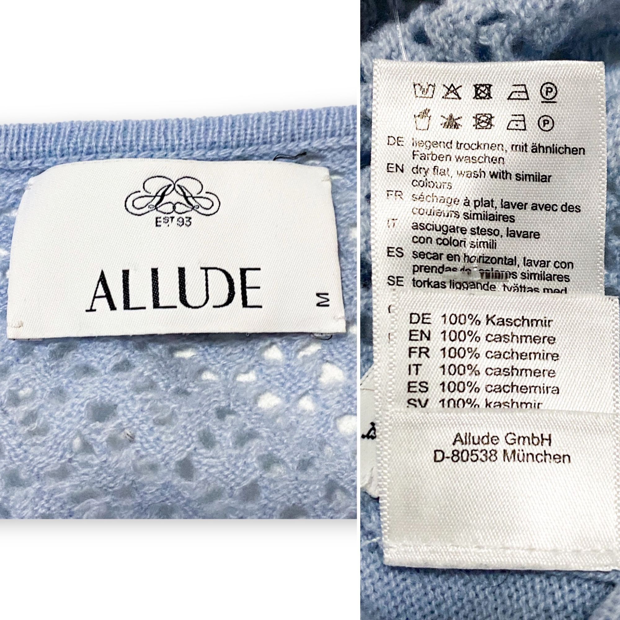 Allude Allude Cashmere Blue V Neck Sweater with Open Weave back Size M / US 6-8 / IT 42-44 - 3 Thumbnail