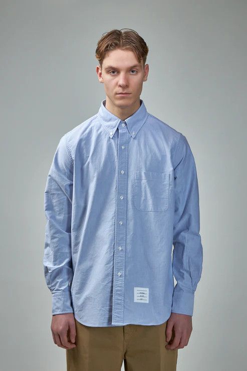 Thom Browne o1s22i1n1224 Oxford Cotton Shirt in Light Blue Size US S / EU 44-46 / 1 - 1 Thumbnail