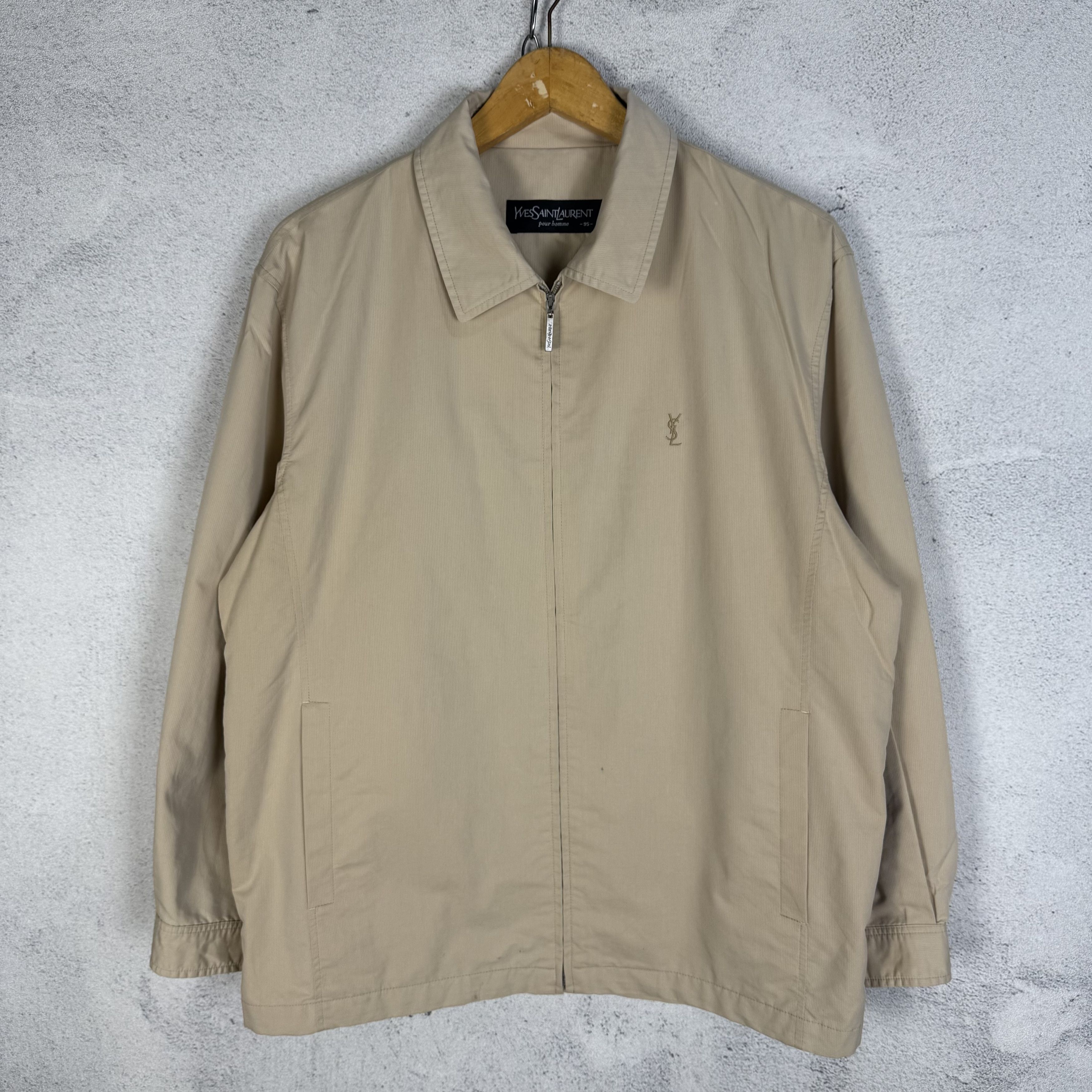 Vintage × Yves Saint Laurent 90s YSL Jacket Cotton Beige Logo 