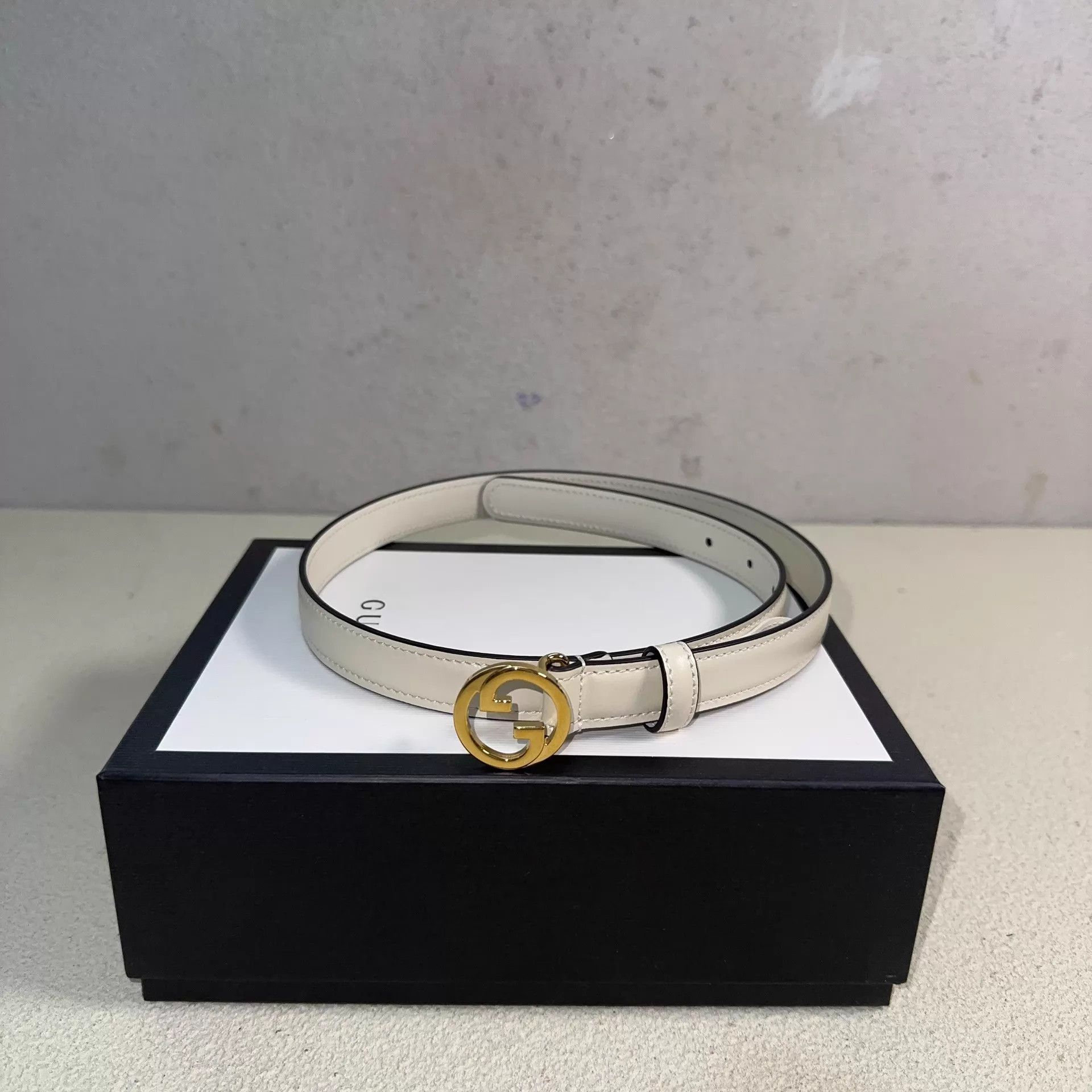 Gucci GUCCI Double G Gold Buckle 2cm Wide Belt Size ONE SIZE - 2 Thumbnail