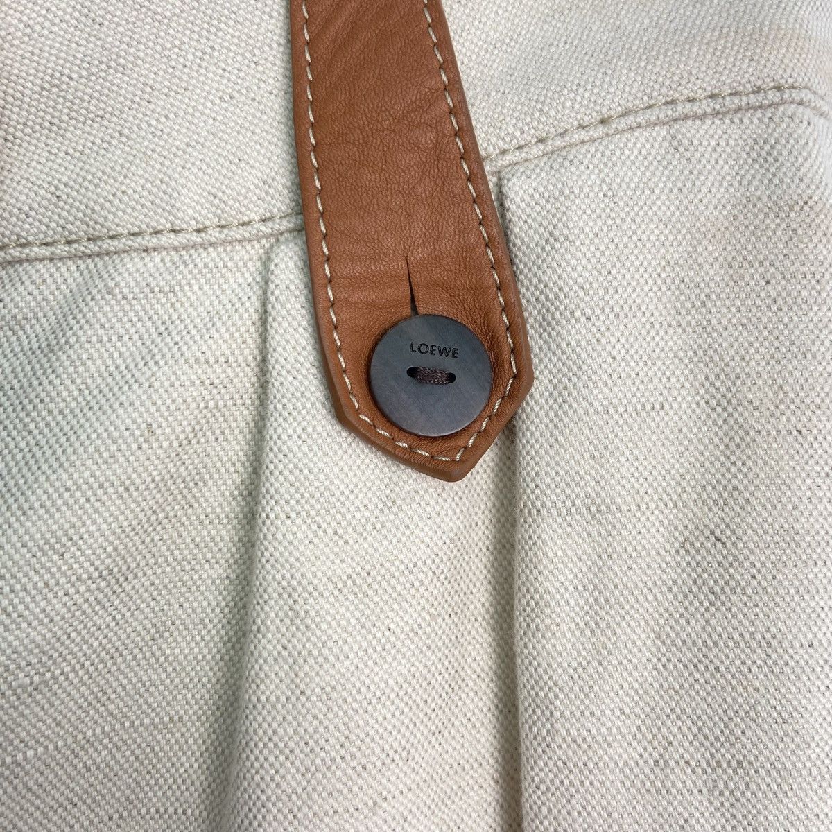 Loewe LOEWE Off-white Linen-blend High-waist Wide-leg Pants K26WX Size 26" / US 2 / IT 38 - 5 Thumbnail