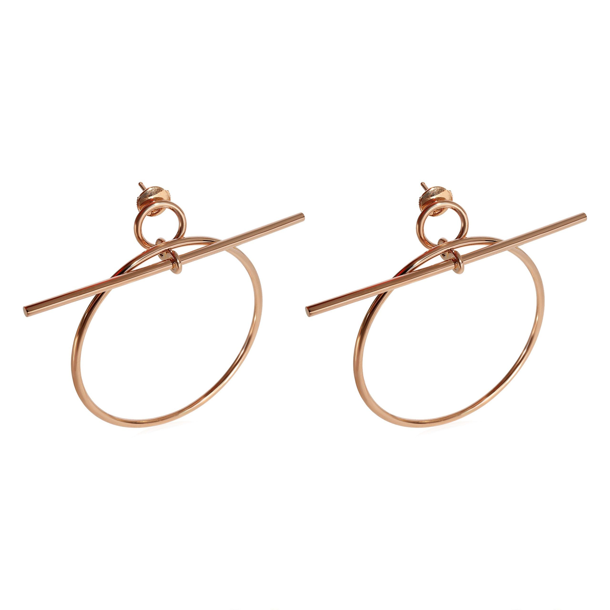 image of Hermes Medium Loop Earrings In 18K Yellow Gold, Women's