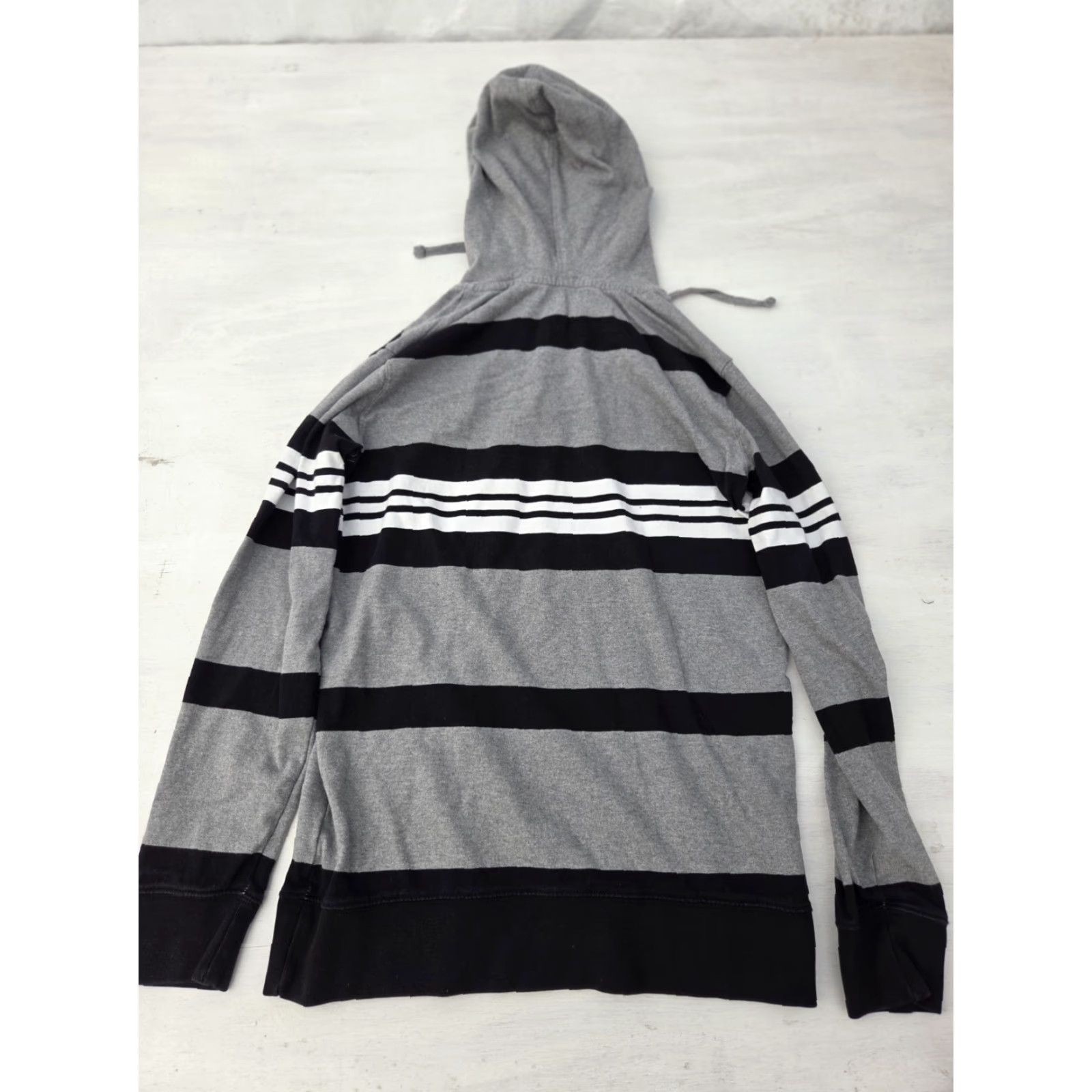 American Eagle Outfitters American Eagle Hoodie Men S Gray Black White Striped 1/4 Button Multicolor Cotton Pullover Long Sleeve Regular Size Size US S / EU 44-46 / 1 - 5 Thumbnail