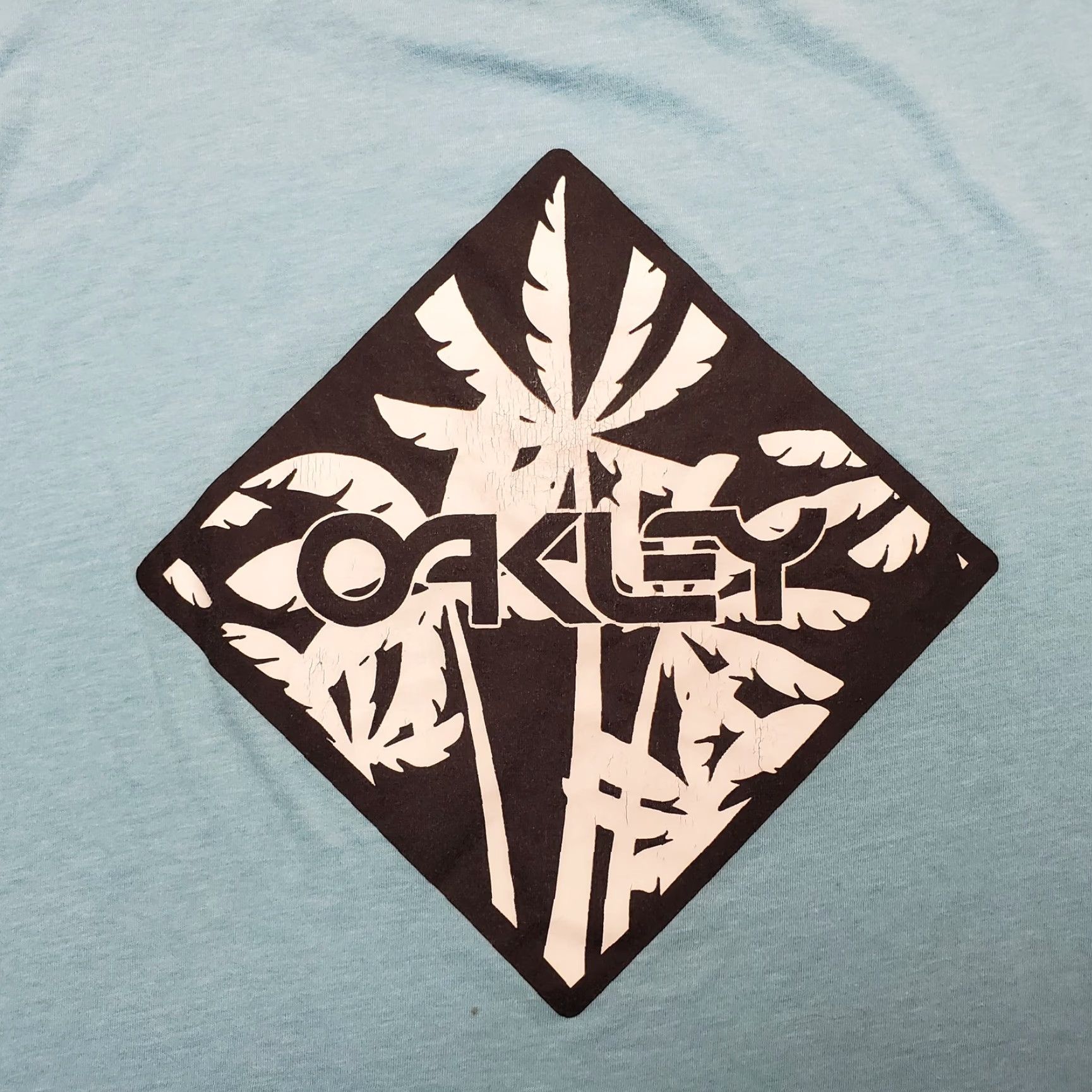 Oakley VINTAGE Oakley Shirt Mens S Blue Short Sleeve Crewneck Palm Trees Spellout Size US S / EU 44-46 / 1 - 7 Thumbnail