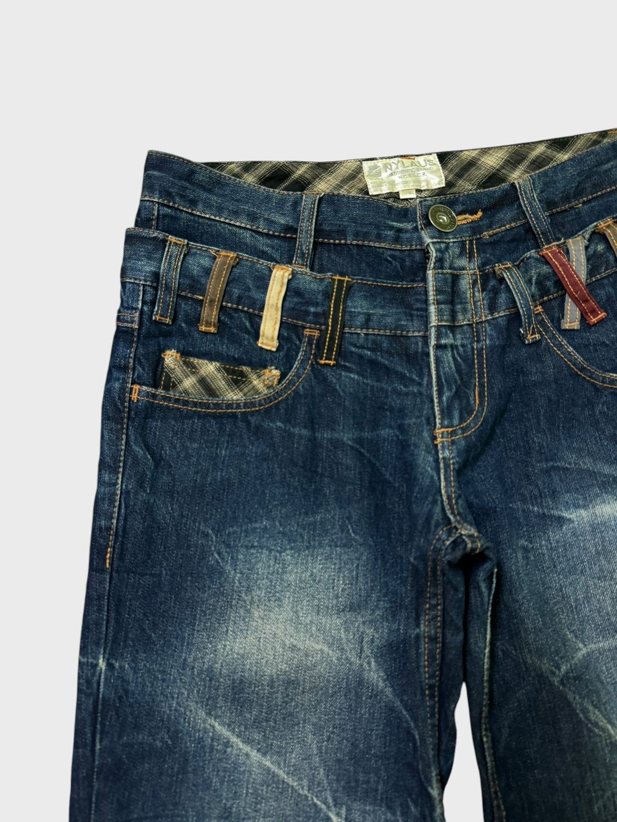 Hysteric Glamour NYLAUS DOUBLE WAIST PLAID TARTAN CLAW MARK DENIM PANTS Size US 30 / EU 46 - 5 Thumbnail
