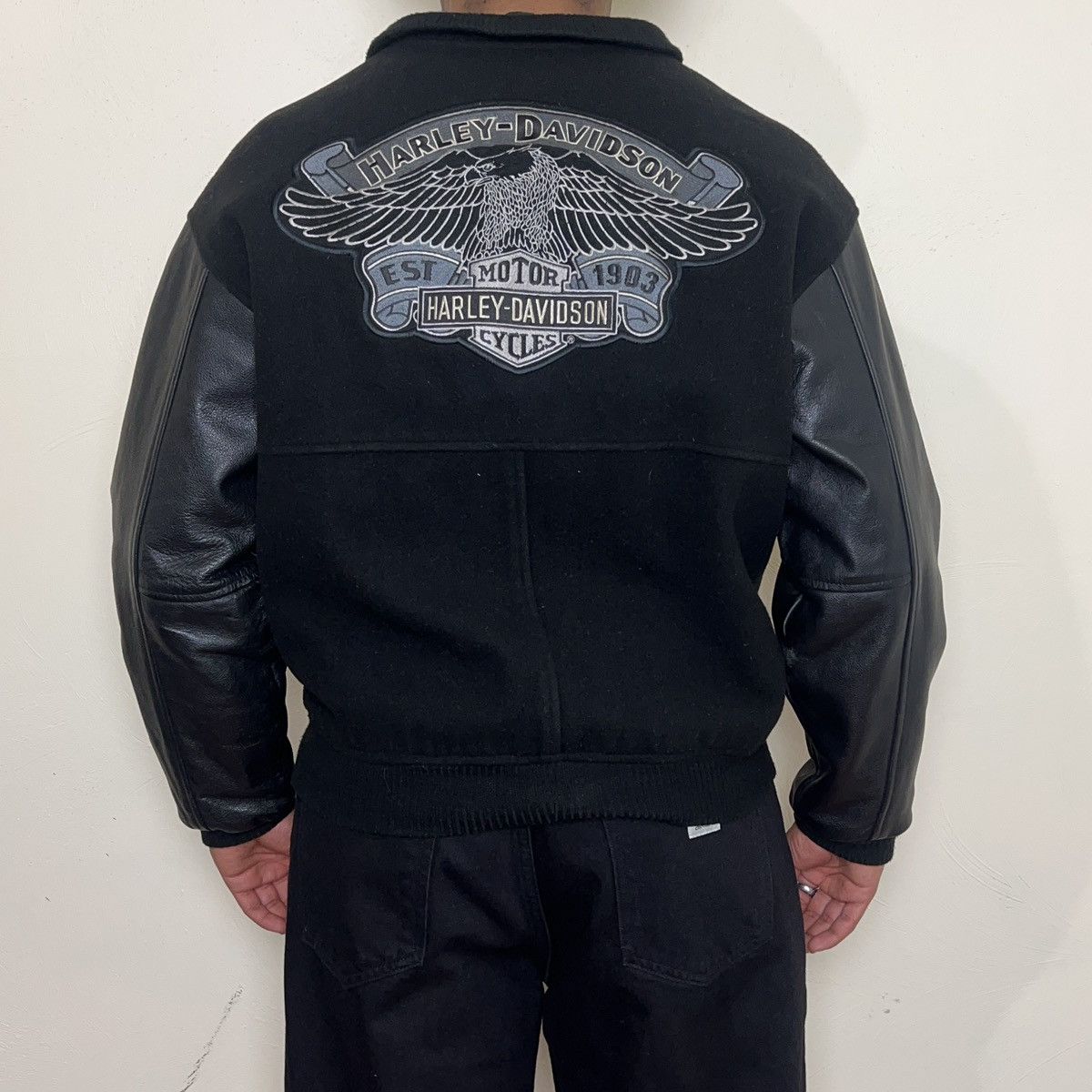 Harley Davidson × Vintage Harley Davidson Black Varsity Jacket Size US S / EU 44-46 / 1 - 7 Thumbnail