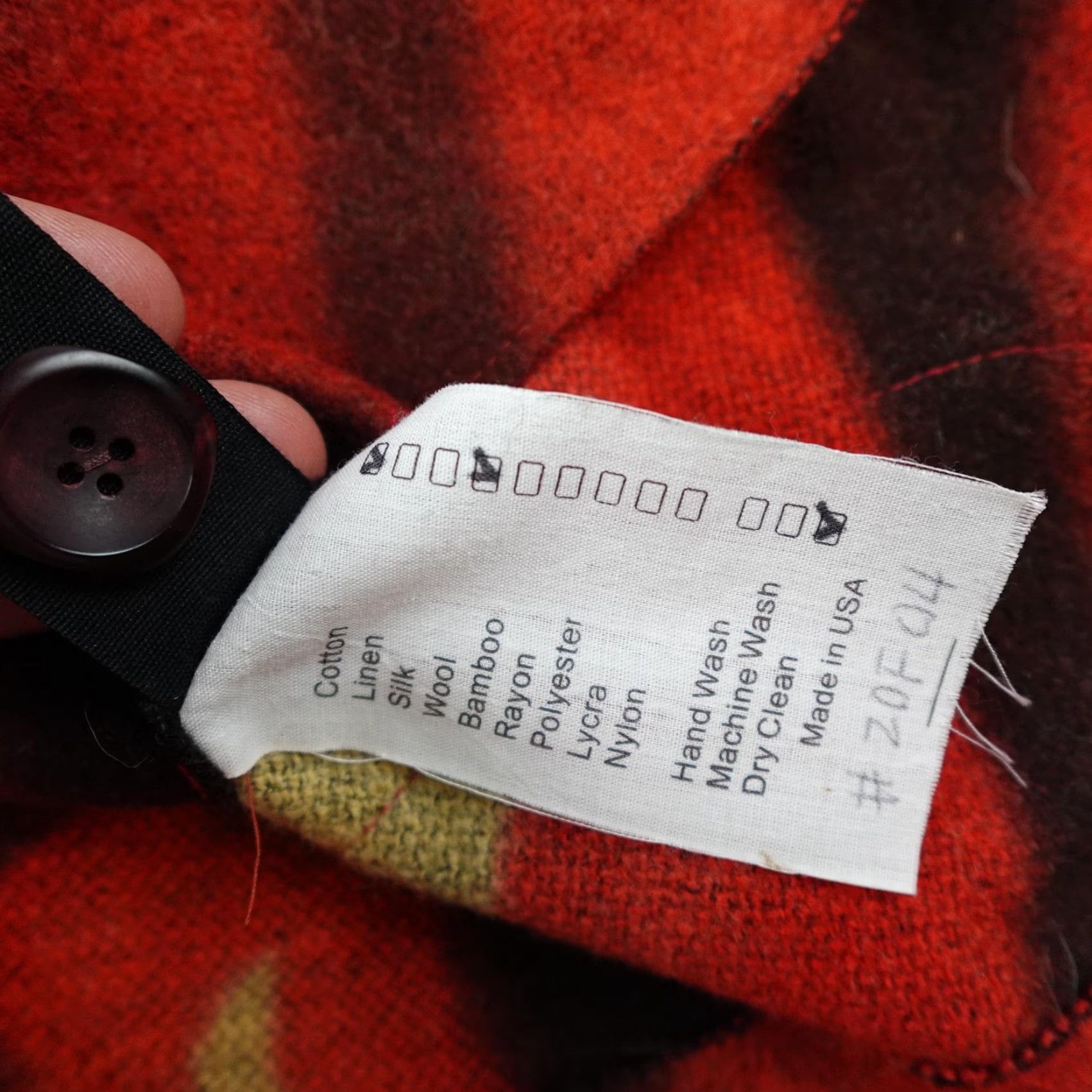 Vintage XYZ by Xiaoyan Lin Coat Womens M Red Wool Art Print Collarless Geometric Modern Jacket Urban Casual Men/Women? Size M / US 6-8 / IT 42-44 - 6 Thumbnail