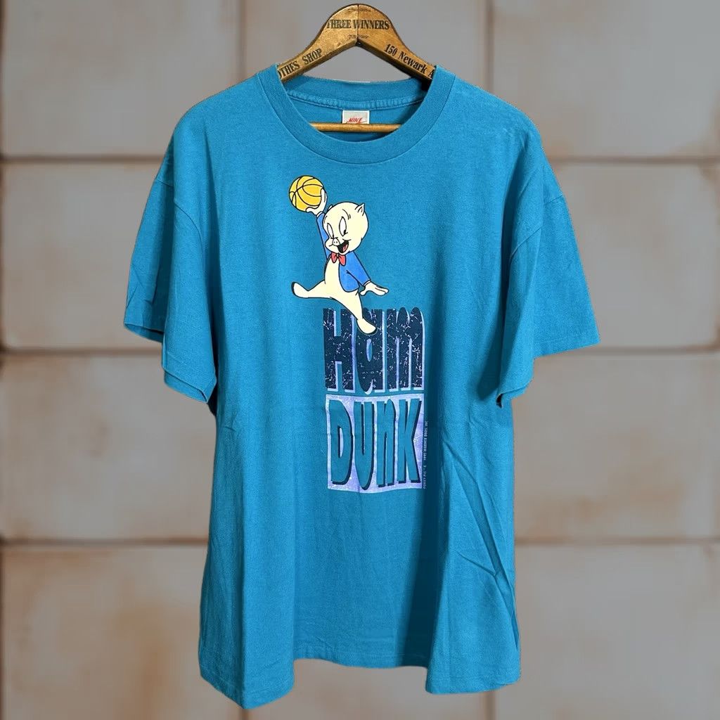 Nike VINTAGE Nike Jordan Ham Dunk Slam Dunk Porky Pig T Shirt XL Teal Men 90s Crew Neck Short Sleeve Graphic Print USA Size US XL / EU 56 / 4 - 1 Thumbnail