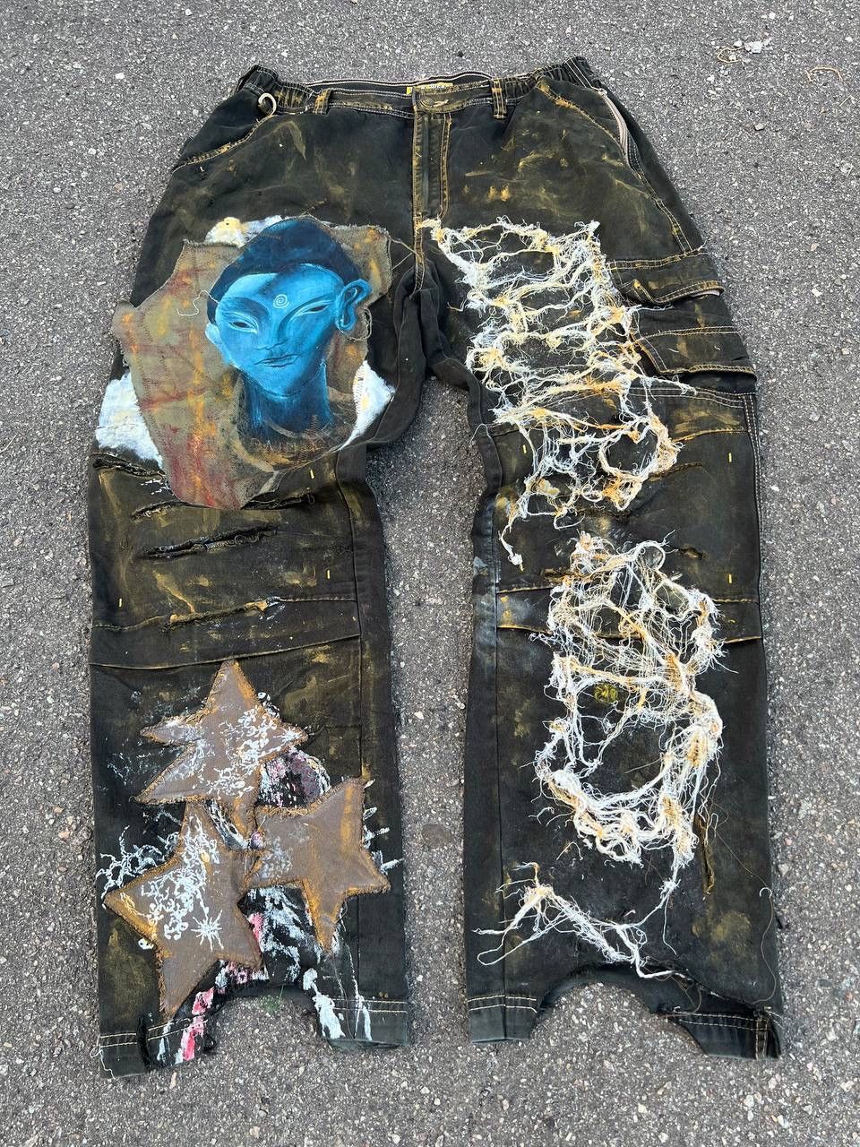 Handmade × Japanese Brand 1of1 custom Distressed Pants Buddha Size US 35 - 3 Thumbnail
