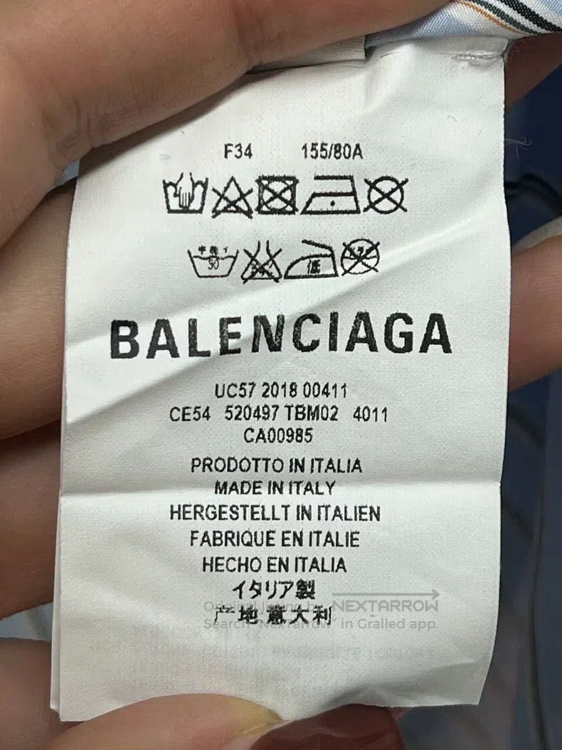 Balenciaga Balenciaga Blue Striped Back Logo Printed Ribbon Shirt Size XXS / US 00 / IT 34 - 5 Thumbnail