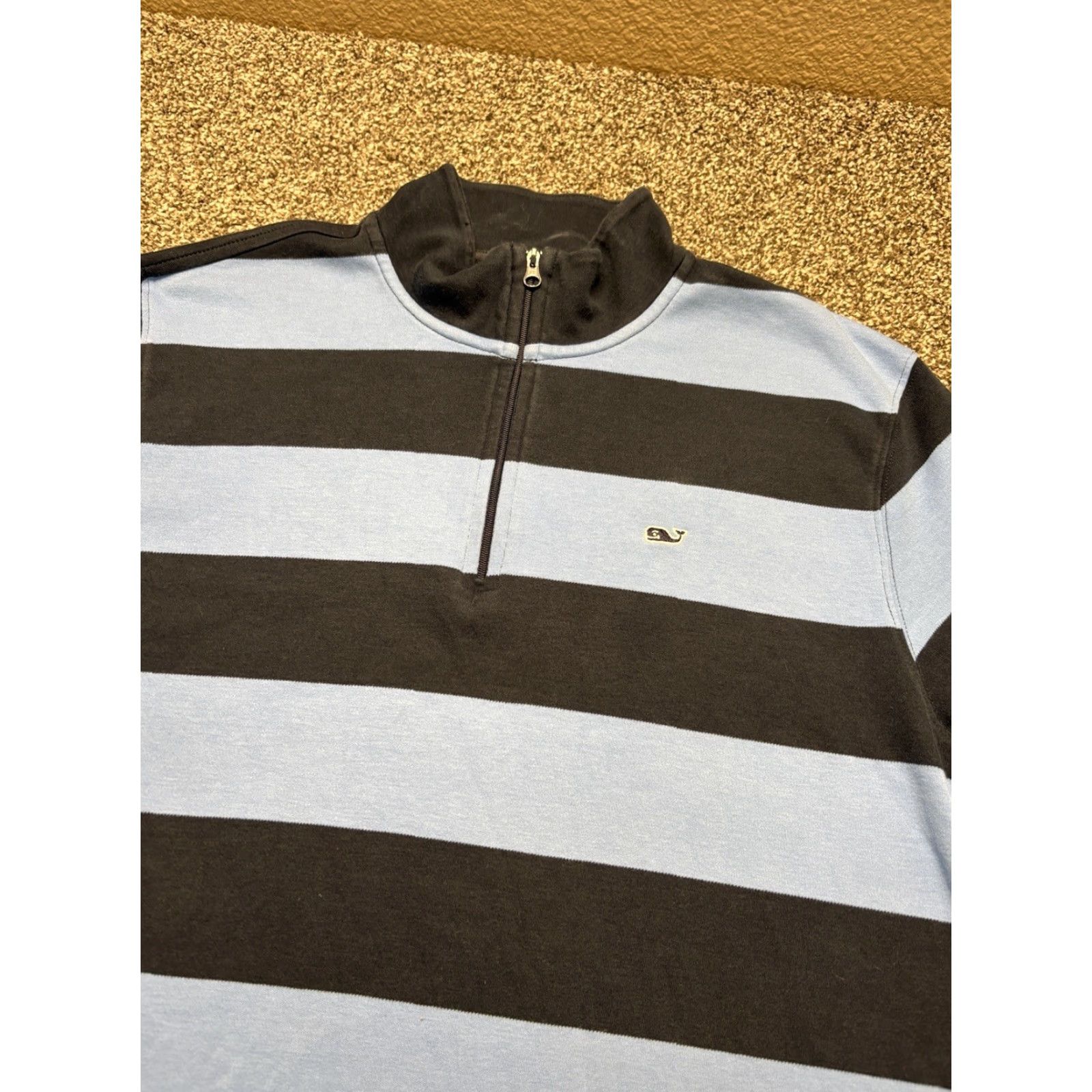 Vineyard Vines Vineyard Vines Rugby Pullover 1/4 Zip Mens Large Blue Stripe Sweater Size US L / EU 52-54 / 3 - 4 Thumbnail