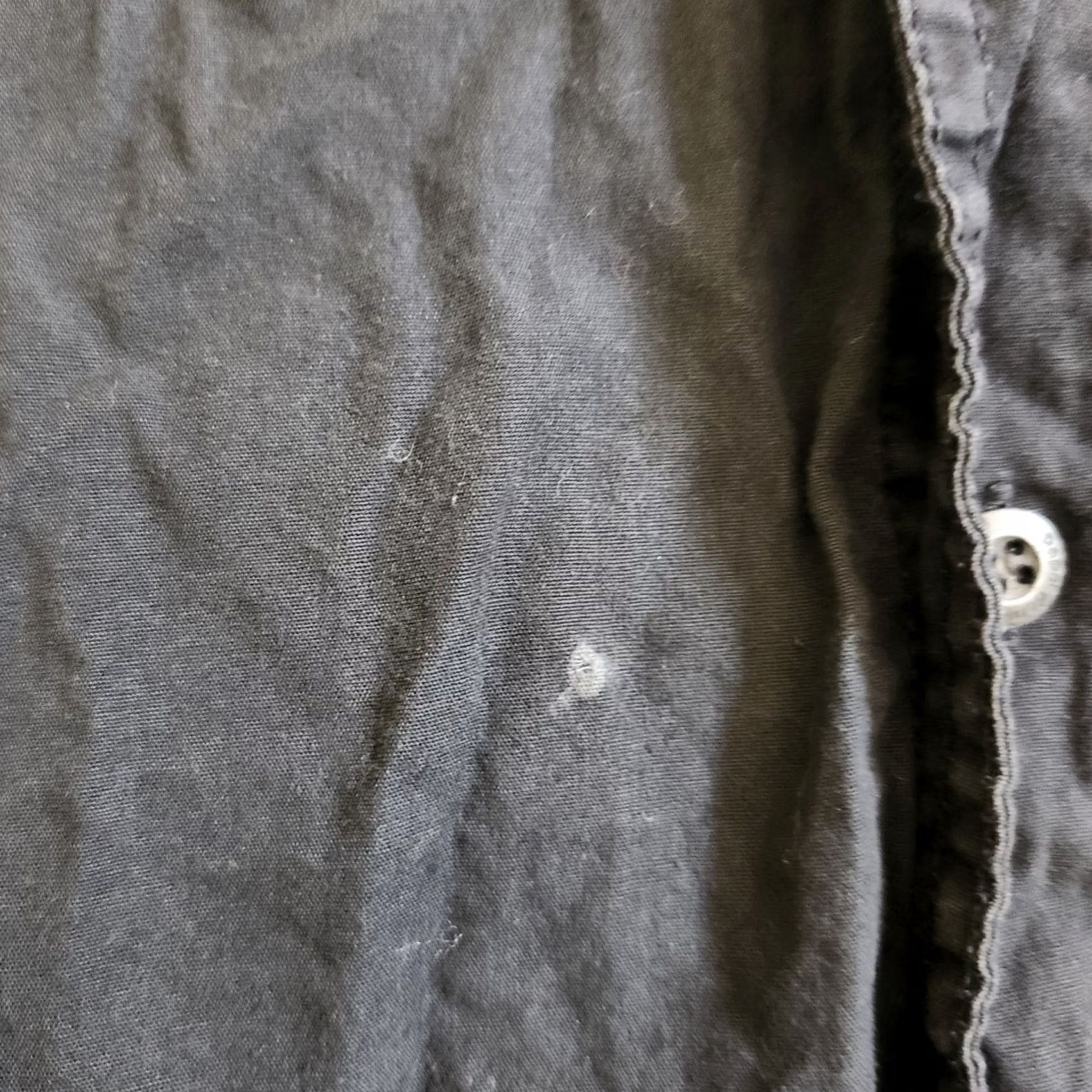 Denime Paper Denim & Cloth Black Short Sleeve Button Up Dress Shirt M Mens Regular Cotton Denim Stains Summer Casual Business 90s? Size 40R - 6 Thumbnail