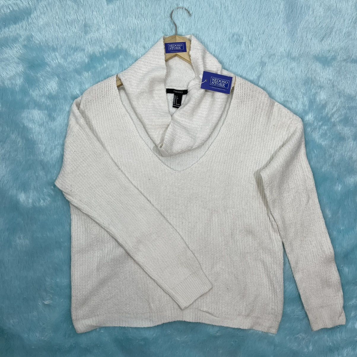 Forever 21 Forever 21 White Knitted Sweater Size L / US 10 / IT 46 - 1 Thumbnail