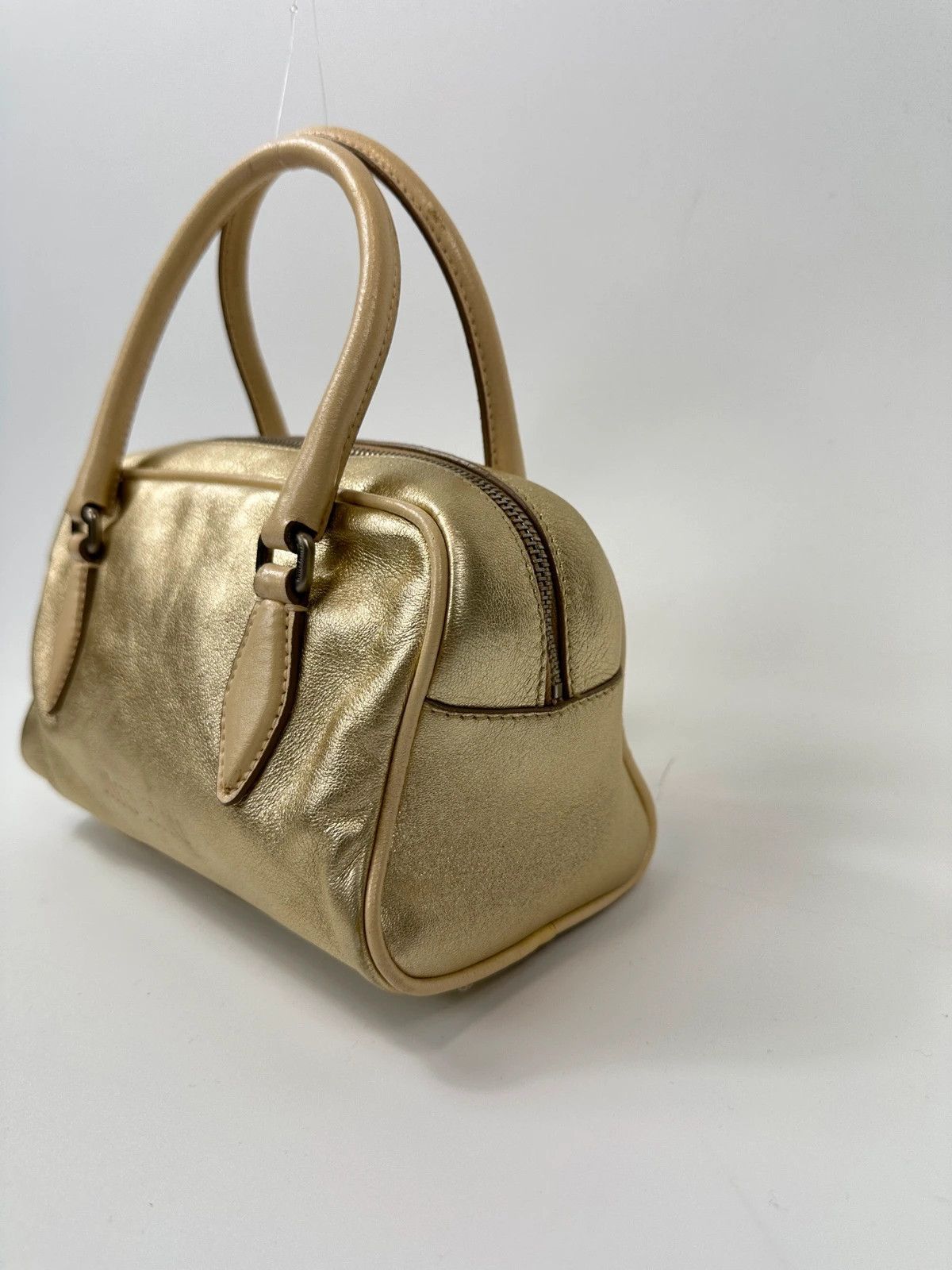 Miu Miu Miu Miu 90s Leather Gold Glitter Mini HandBag NanoSpeedy Size ONE SIZE - 5 Thumbnail