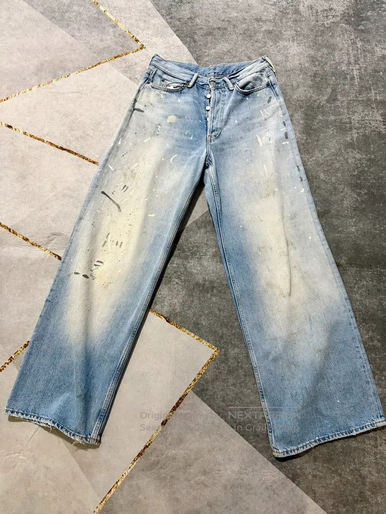 Acne Studios Acne Studios Blue Splatter-Painted Denim Pants Size US 34 / EU 50 - 1 Thumbnail