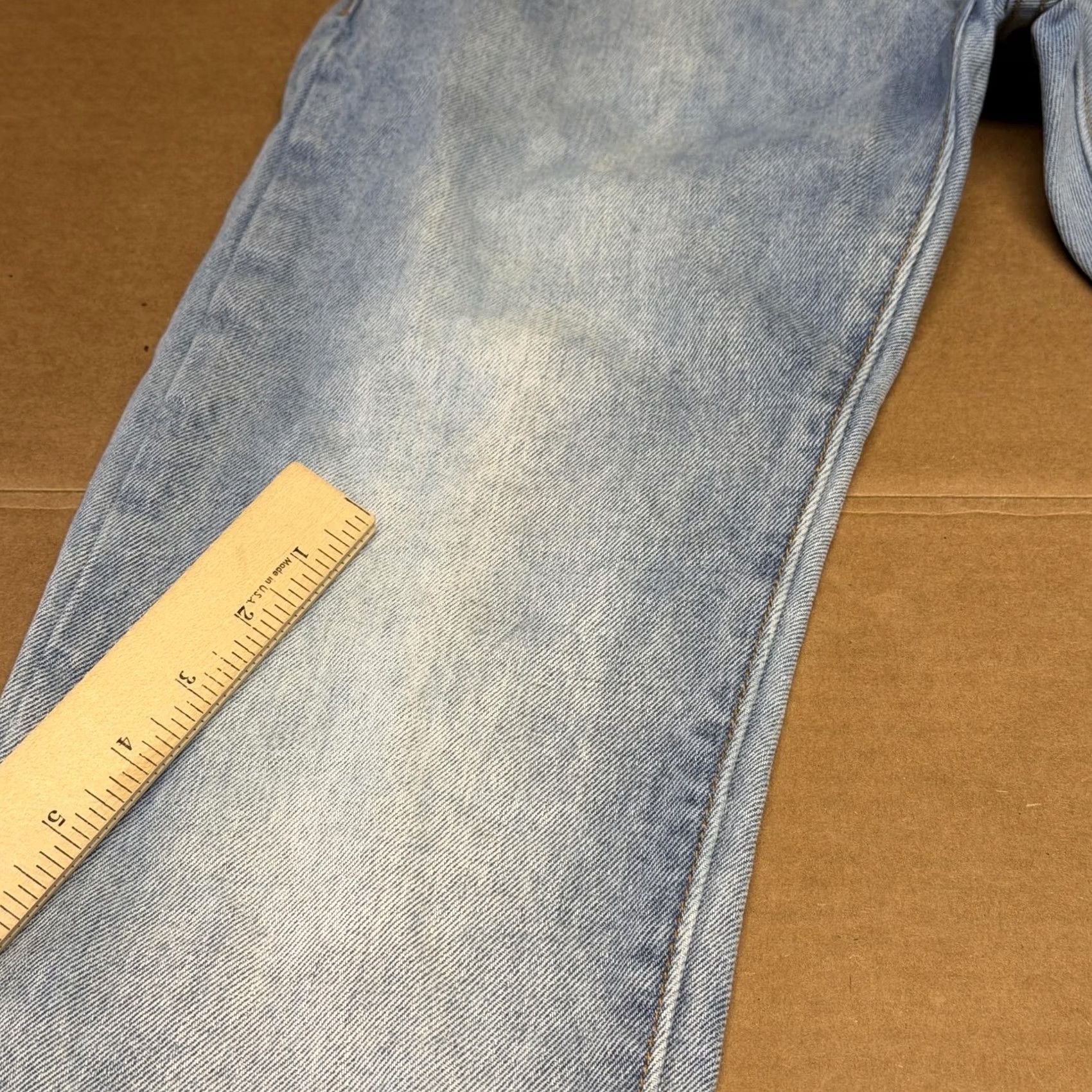 MNML Mnml Jeans Mens 28x31 Blue Light Wash Straight Leg Denim Distressed Raw Hem Size US 28 / EU 44 - 3 Thumbnail