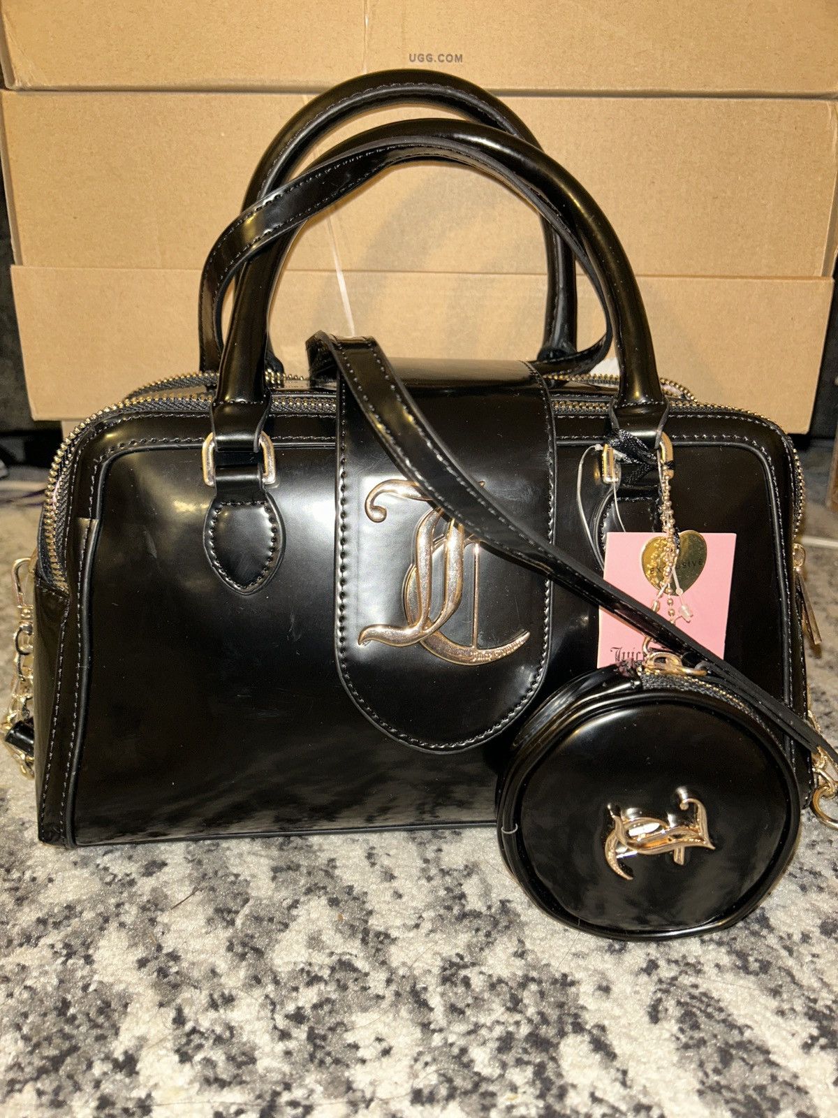 Juicy Couture Juicy Couture Overstated Juicy Satchel Liquorice Size ONE SIZE - 4 Thumbnail