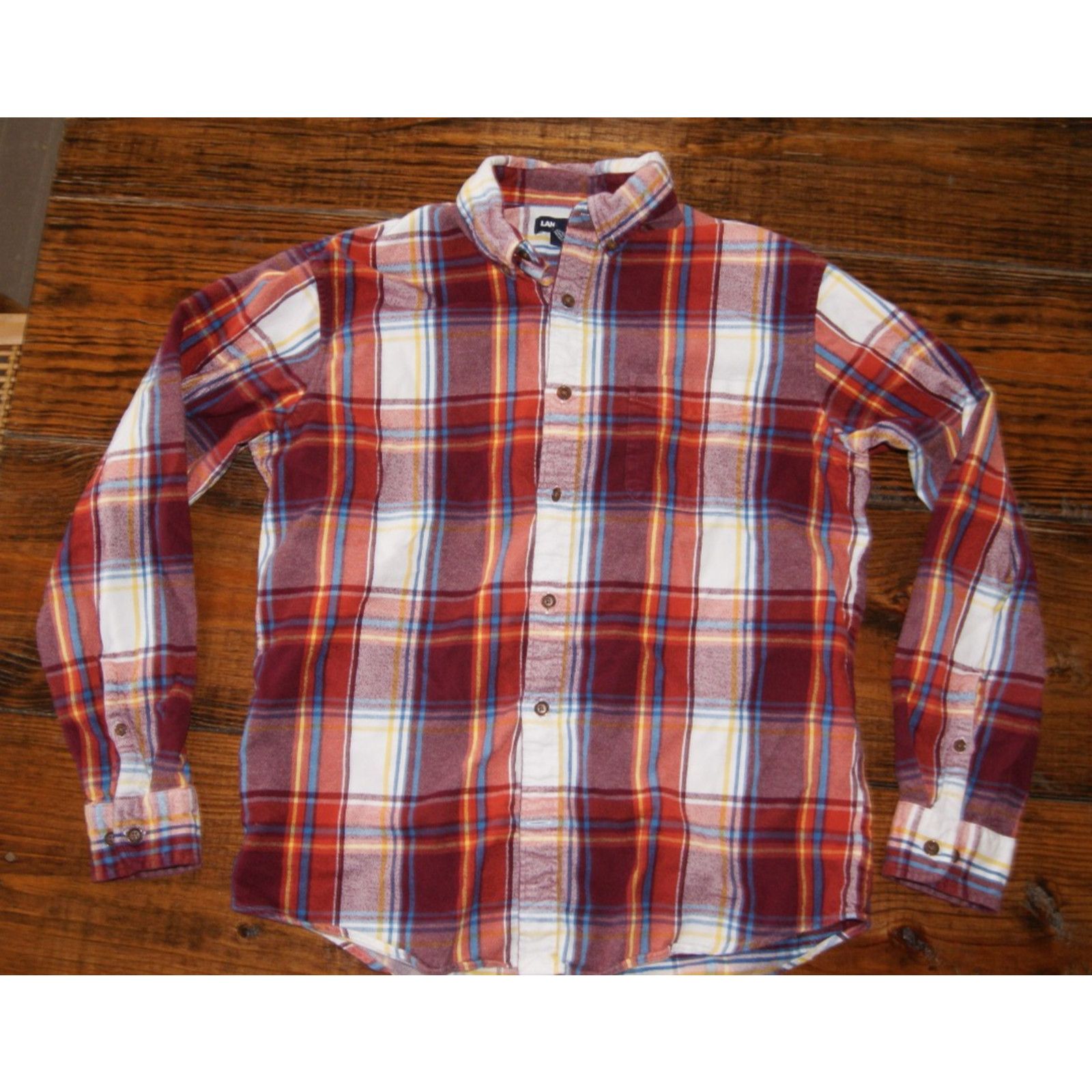 Lands' End Lands End M 15-151/2 Autumn Fall Plaid Flannel Shirt Button Size US M / EU 48-50 / 2 - 1 Thumbnail
