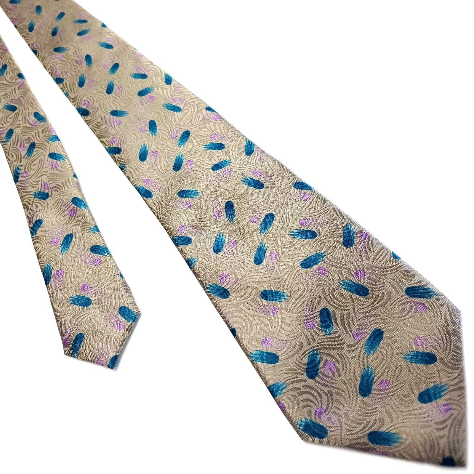 Vintage Richel Beige Silk Tie Woven Geometric Size ONE SIZE - 1 Thumbnail