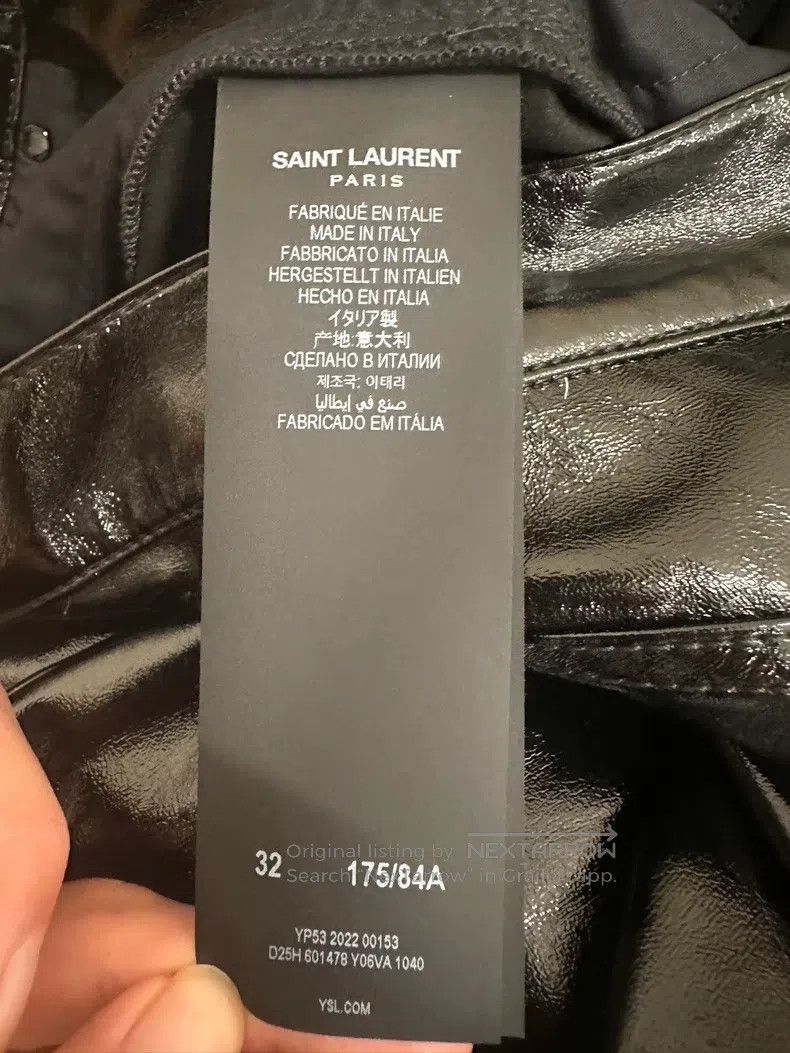 Saint Laurent Paris Saint Laurent Paris Black Shiny Coated Slim Fit Tapered De Size US 32 / EU 48 - 4 Thumbnail