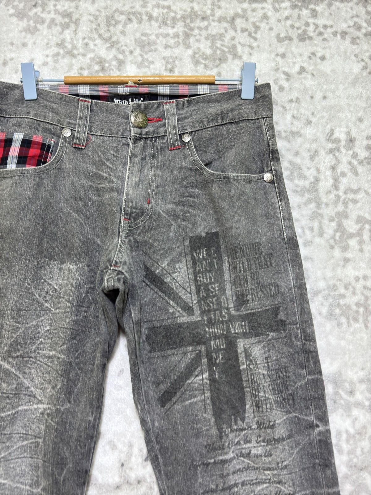Vintage Y2K Wild Life Poem Print Whiskered Cropped Denim Jeans Size US 29 - 5 Thumbnail