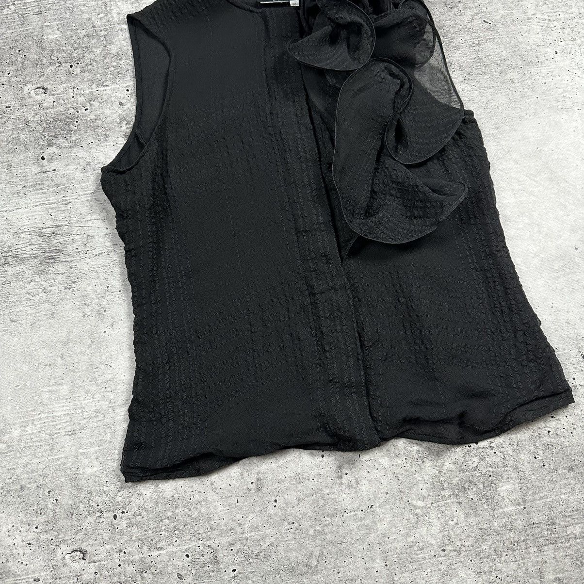 Emporio Armani Emporio Armani Black Sheer Crepe Sleeveless Bow Top Silk Size XS / US 0-2 / IT 36-38 - 3 Thumbnail