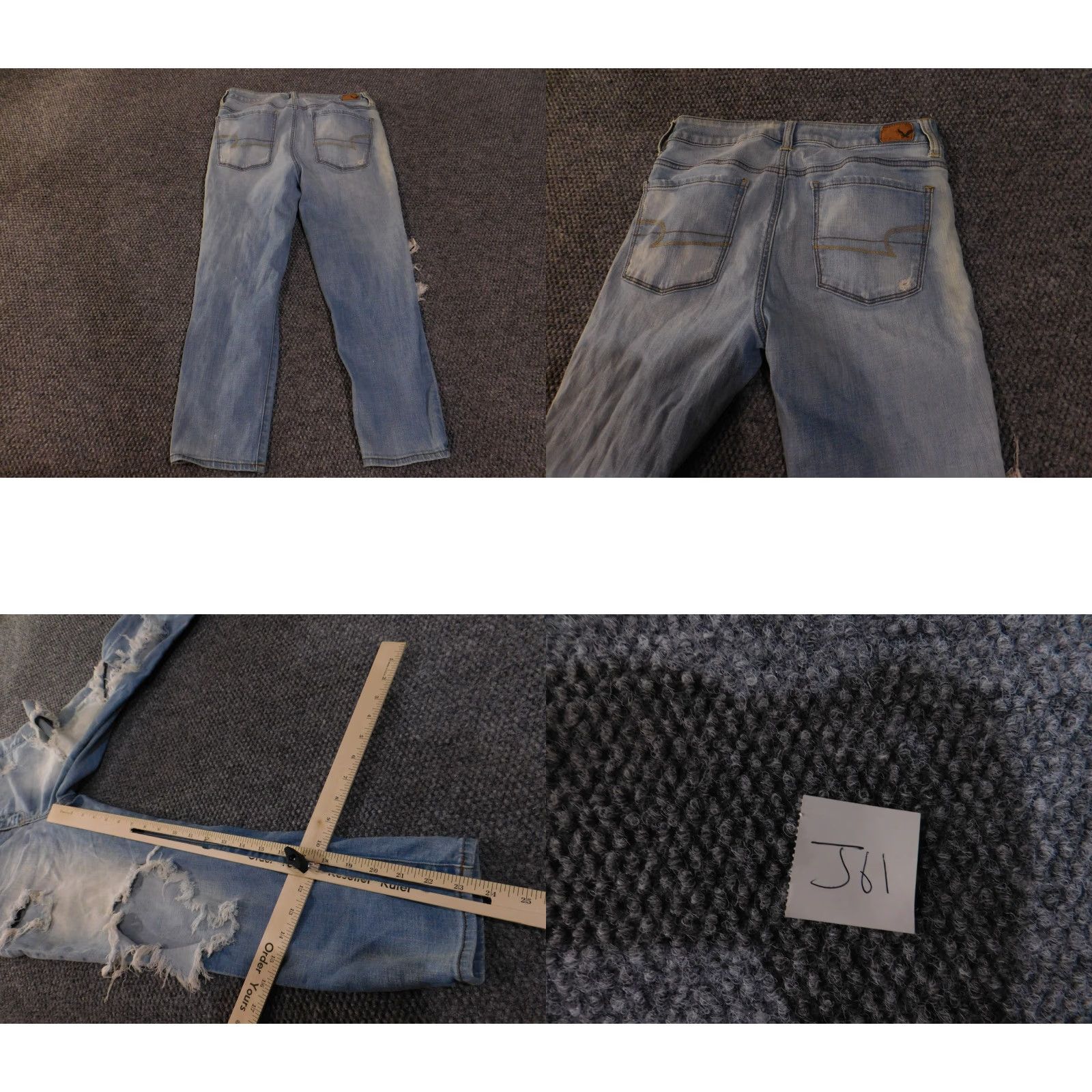 Vintage VINTAGE? No. American Eagle Jeans Womens 8 Blue Hi-Rise Jegging Crop Distressed Super Stretch Pockets Zip Fly Size 30" / US 8 / IT 44 - 8 Thumbnail