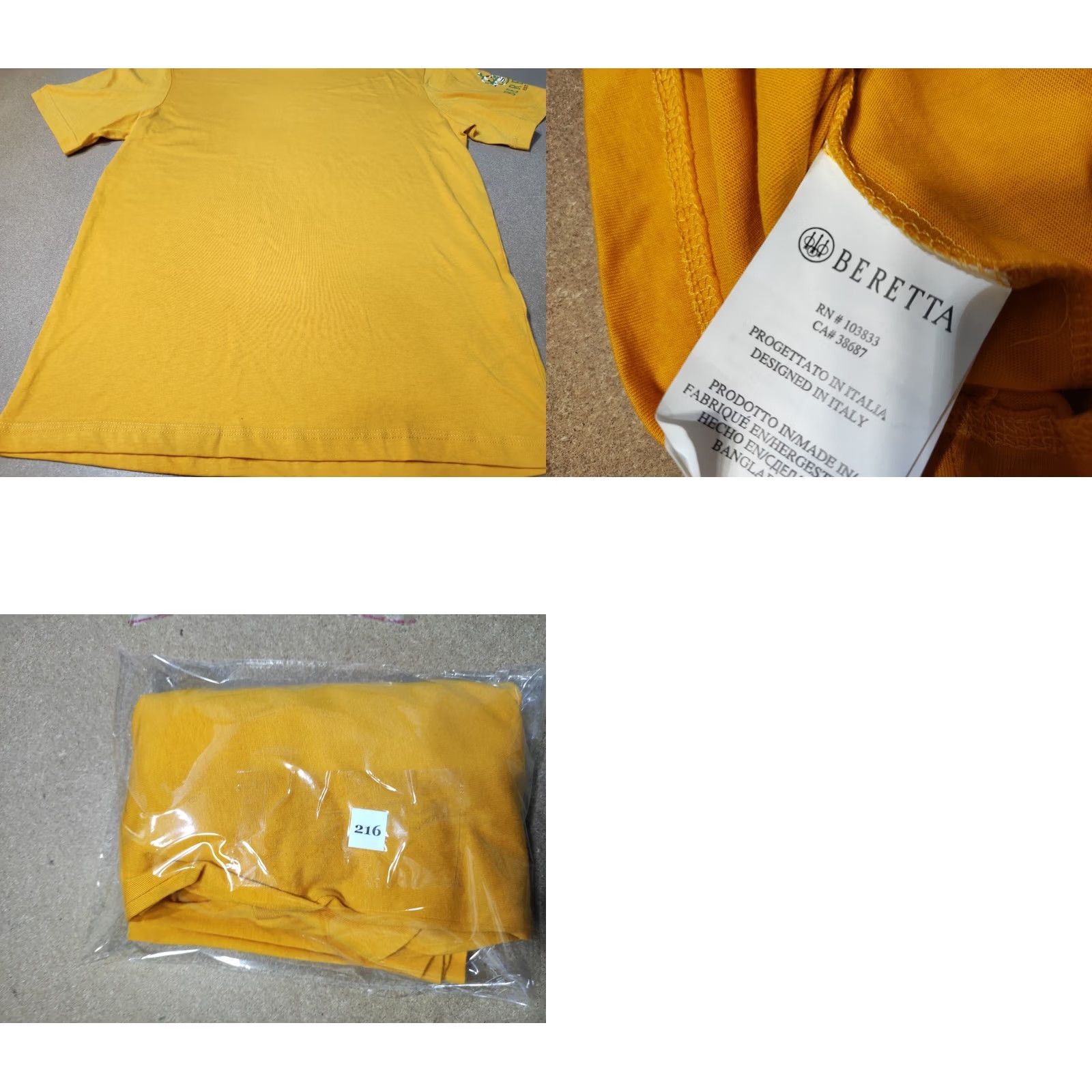 Vintage Baretta Mens T-Shirt Size S Yellow Short Sleeve Small Cotton Round Neck Plain Shirt Sports Mens Size US S / EU 44-46 / 1 - 9 Thumbnail