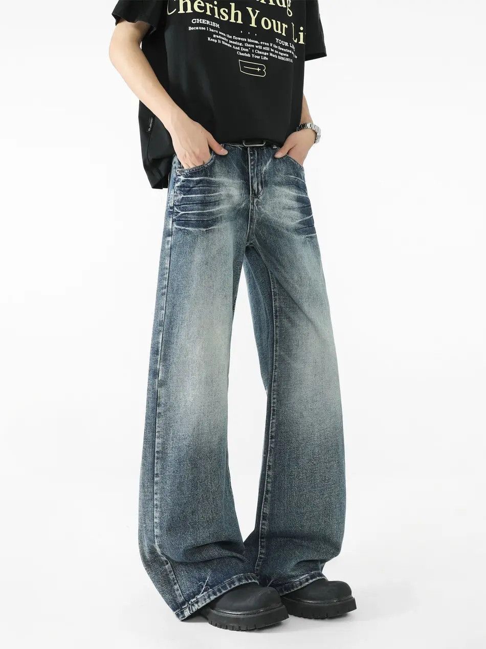 Japanese Brand Retro loose straight leg cat whisker jeans Size US 32 / EU 48 - 4 Thumbnail