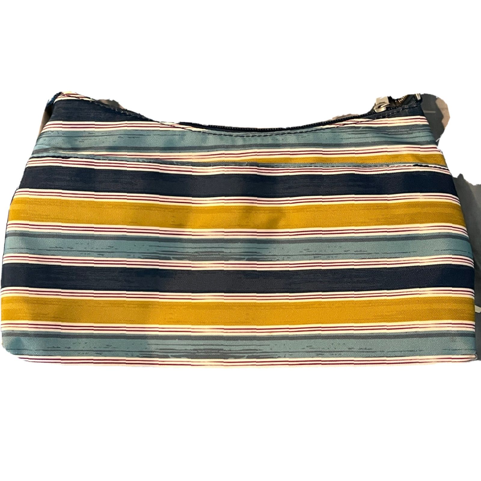 Vintage Baggallini Crossbody Purse Stripes-EUC Bag Blue Teal Yellow Size ONE SIZE - 4 Thumbnail